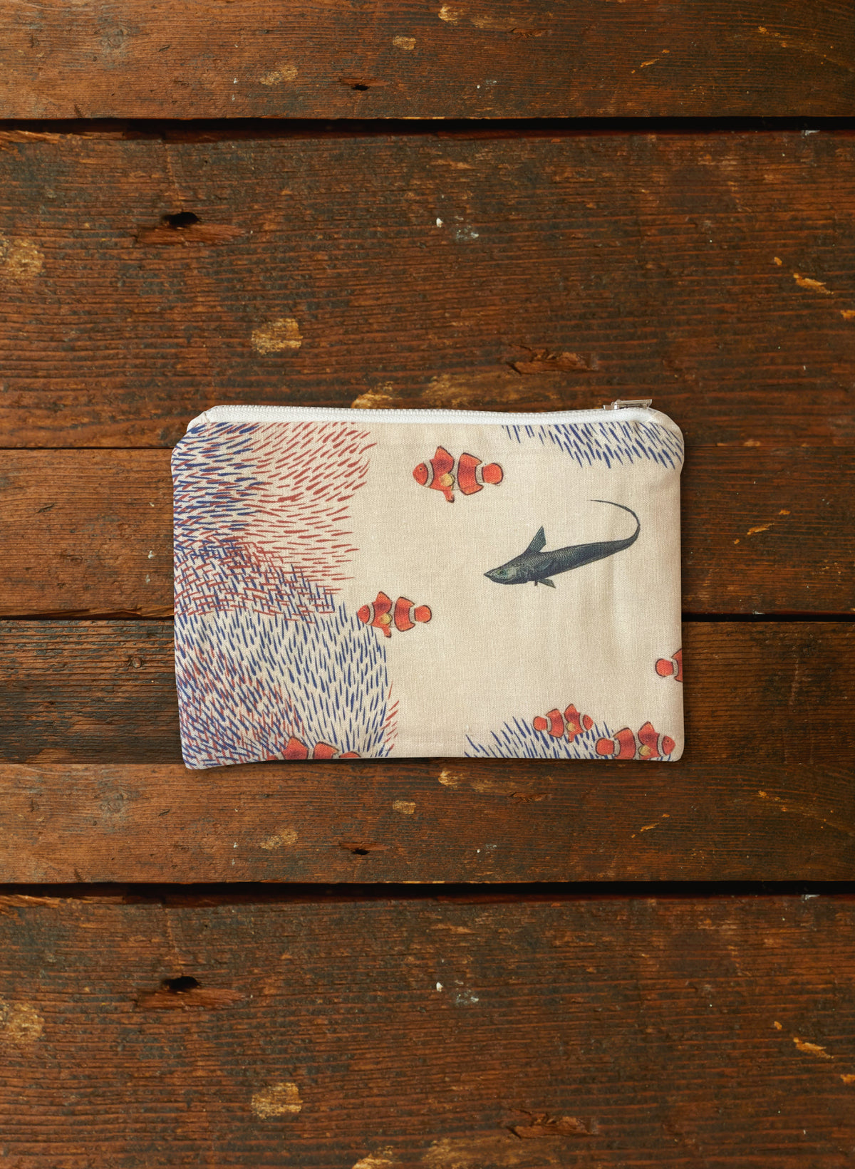 Zip Pouch - Small - Ivory Coral Migration