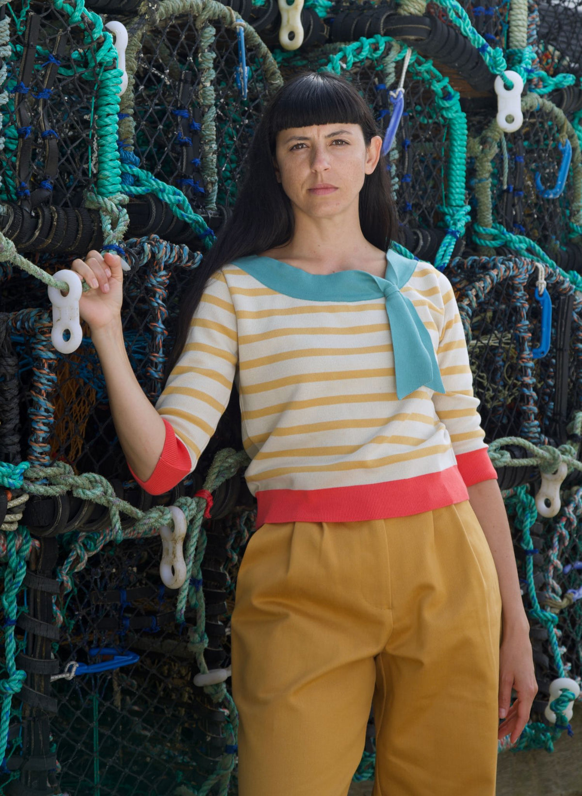 Amelie Top - Gold Stripe Knitted