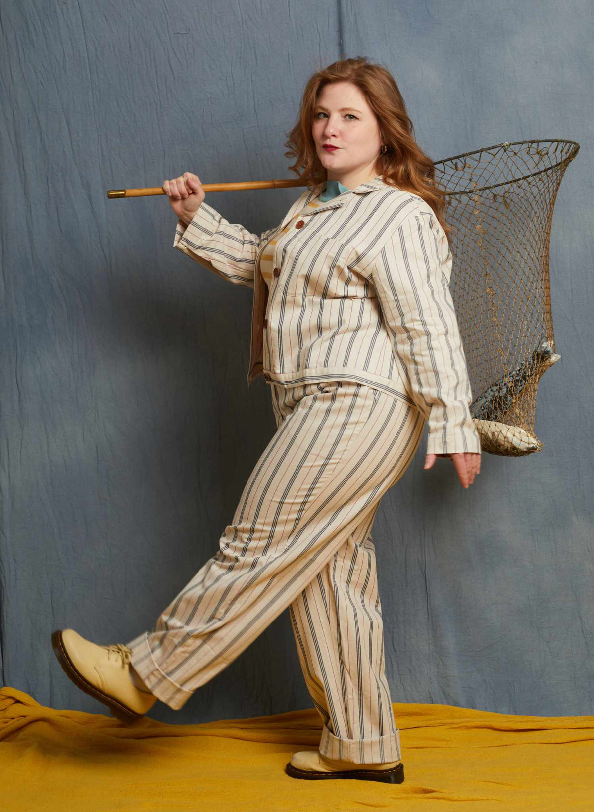 Thelma Trousers - Cream Nautical Stripe