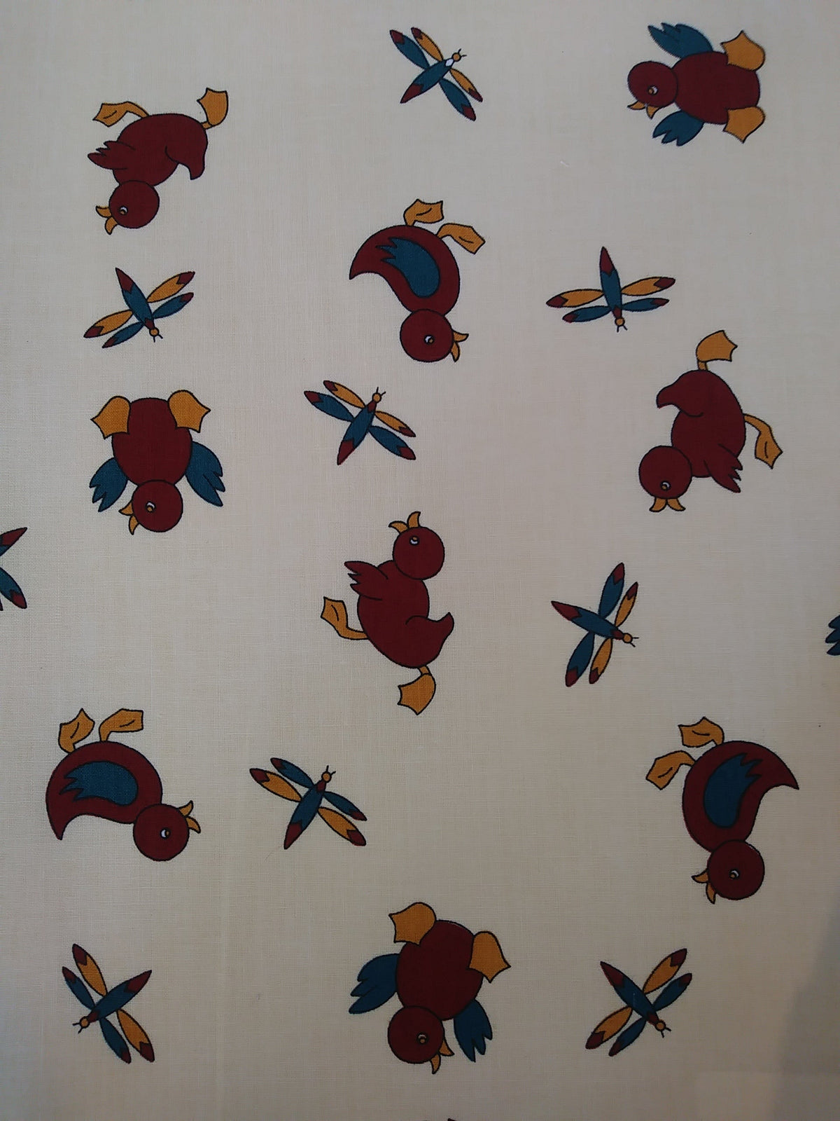 Remnant - 120cm - Cream Puddle Ducks Fabric - Cotton Twill