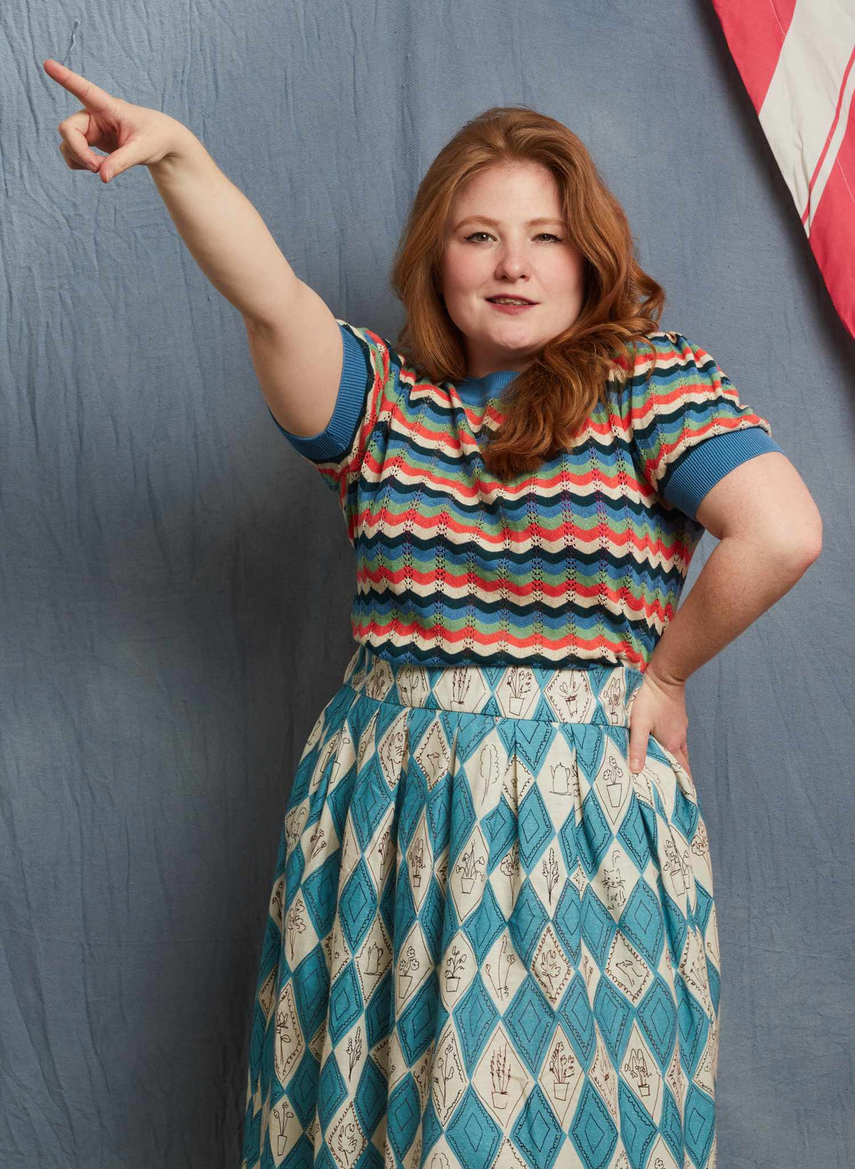 Florence Skirt - Teal Diamonds