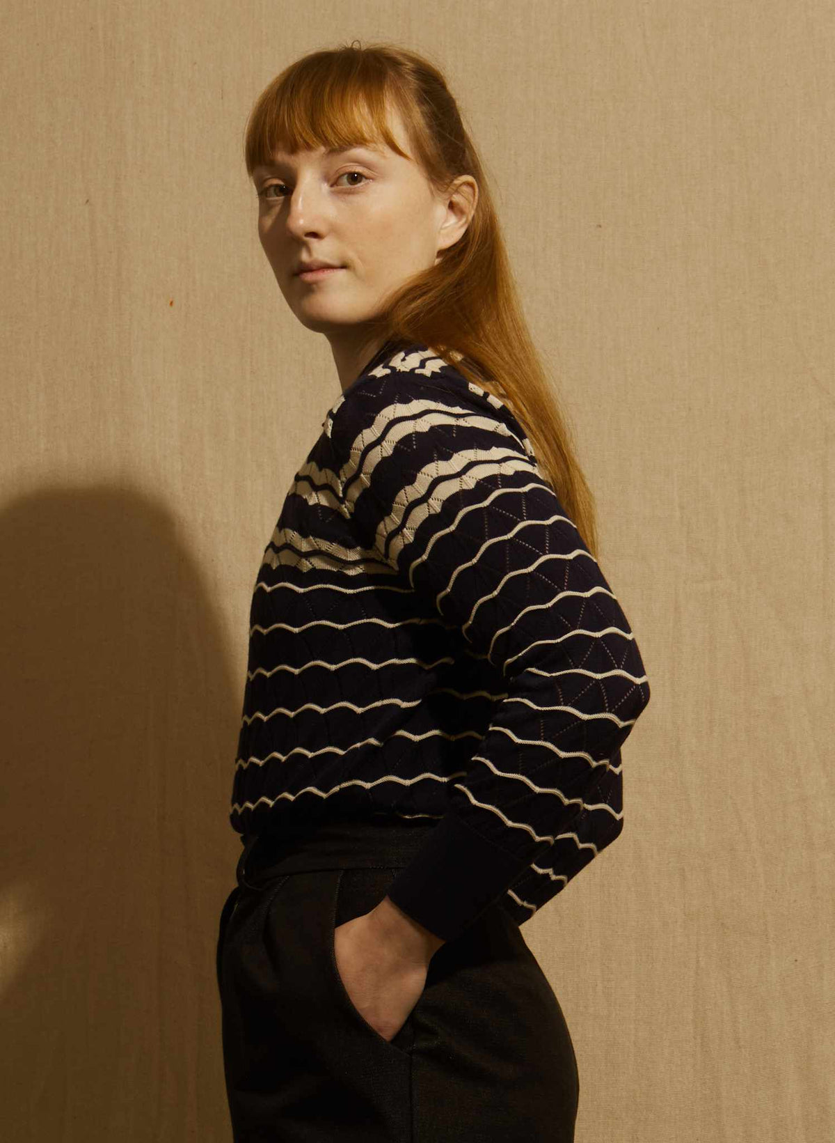 Dolly Top - Navy Stripe