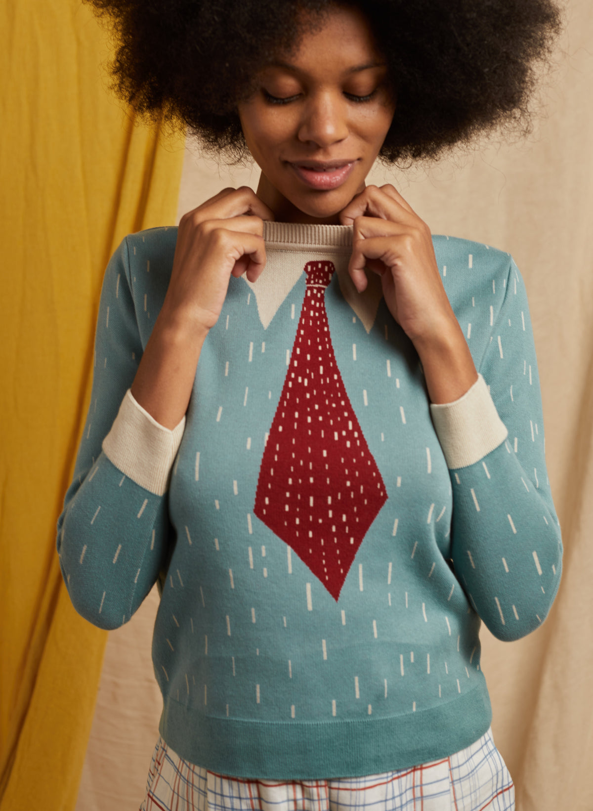 Alba Jumper - Mineral Blue Shirt and Tie