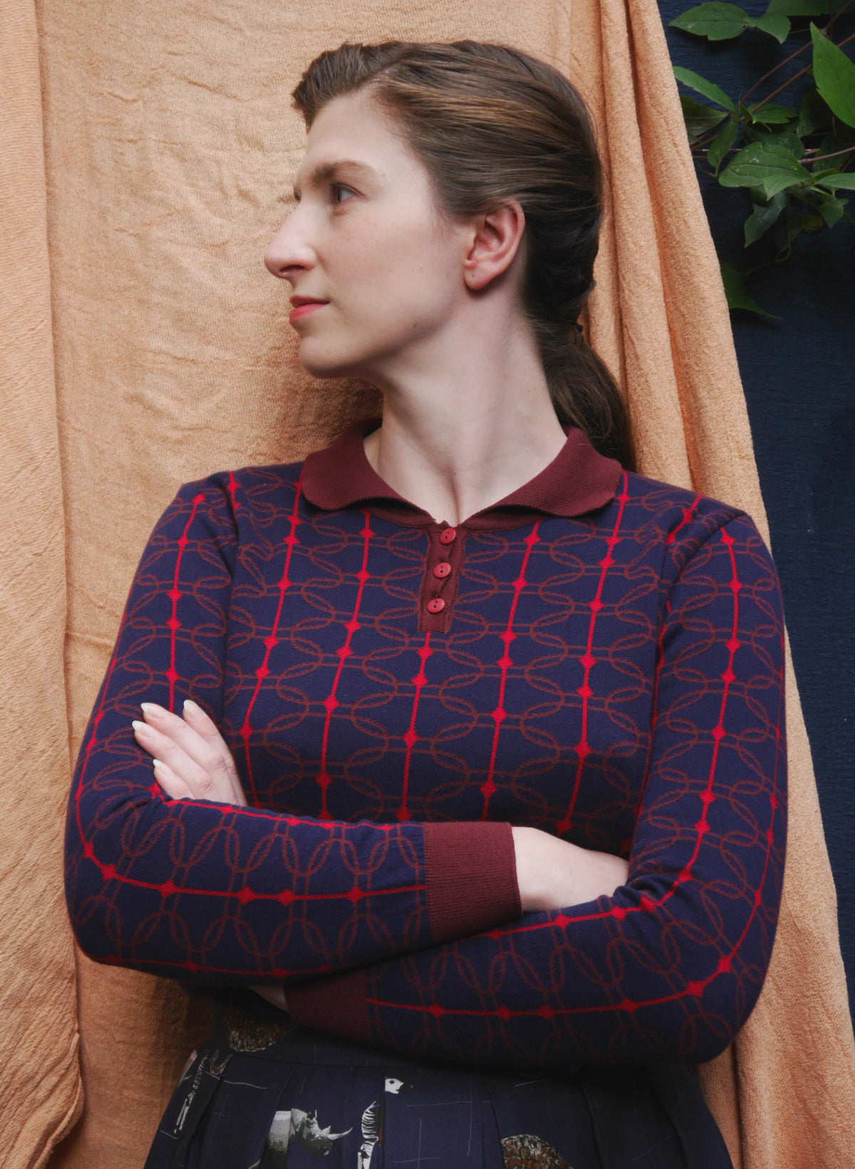 Aila Knitted Top - Navy Radio Days
