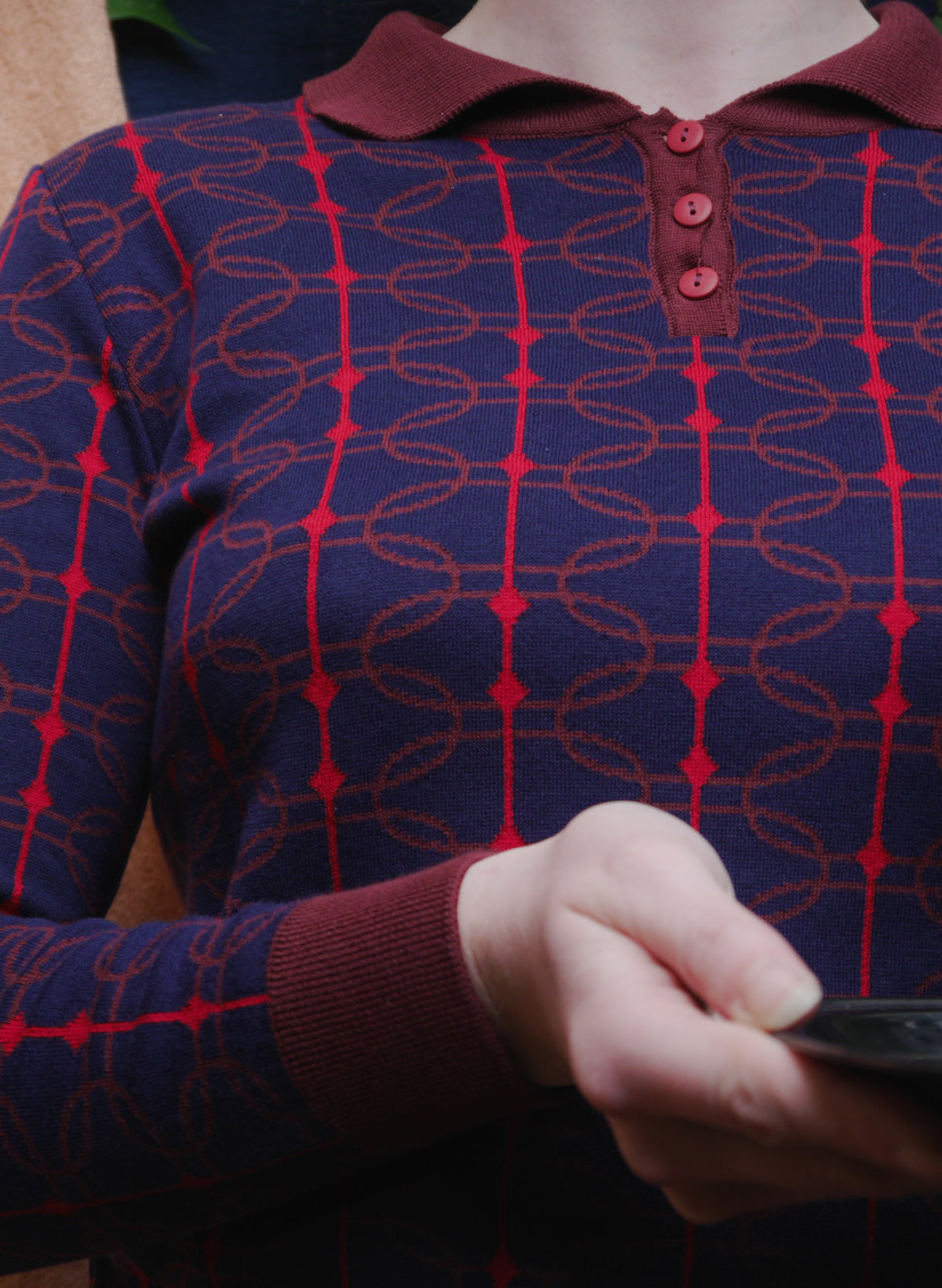 Aila Knitted Top - Navy Radio Days