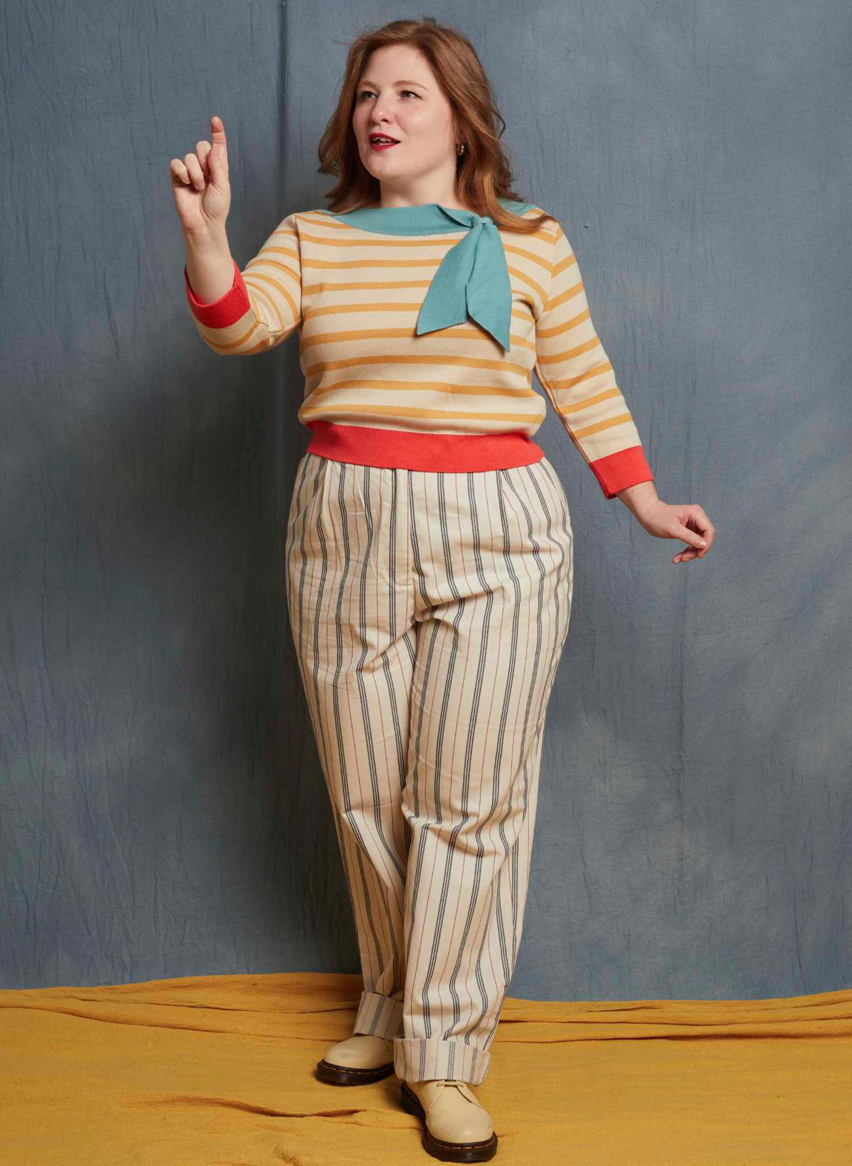 Amelie Top - Gold Stripe Knitted