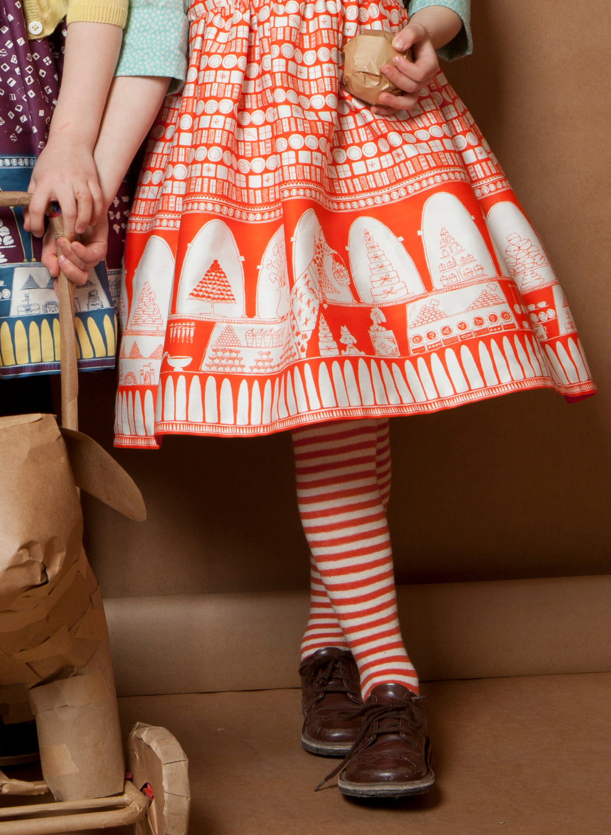 Baby / Toddler Tights - Orange/Cream Stripe