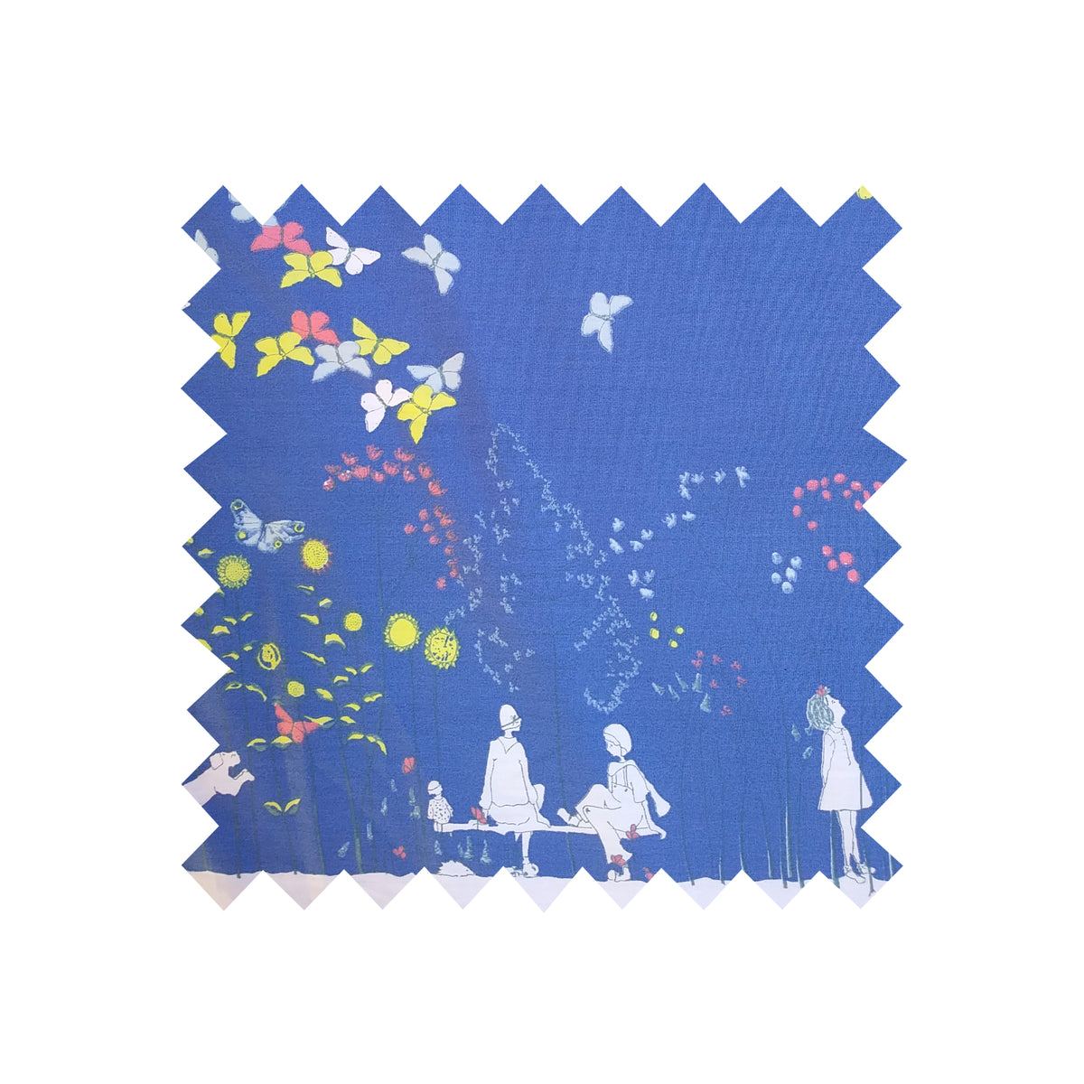 Remnant - 140x45cm - Blue Chasing Butterflies - Cotton