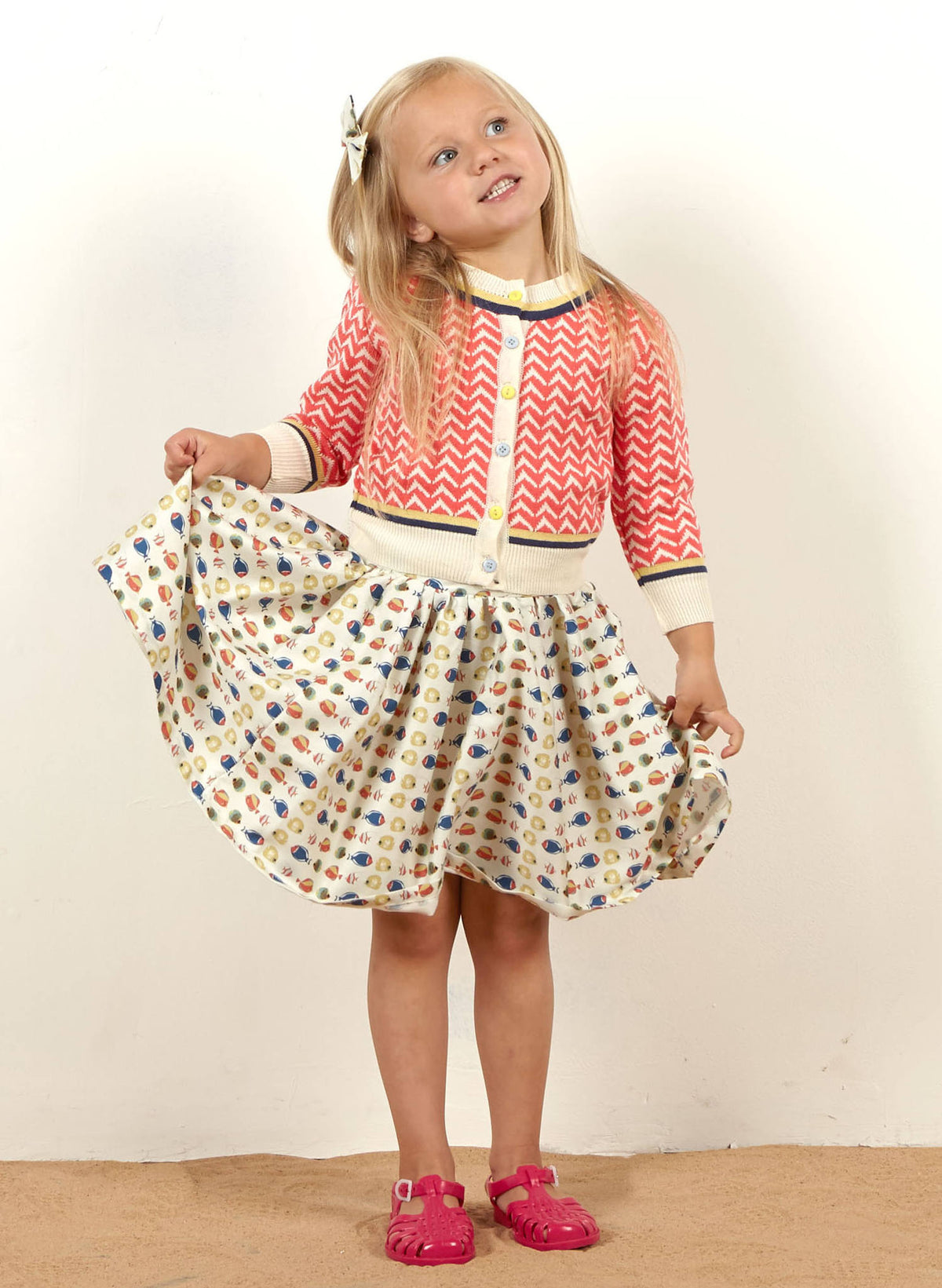 Children's Cardigan - Coral Arrows