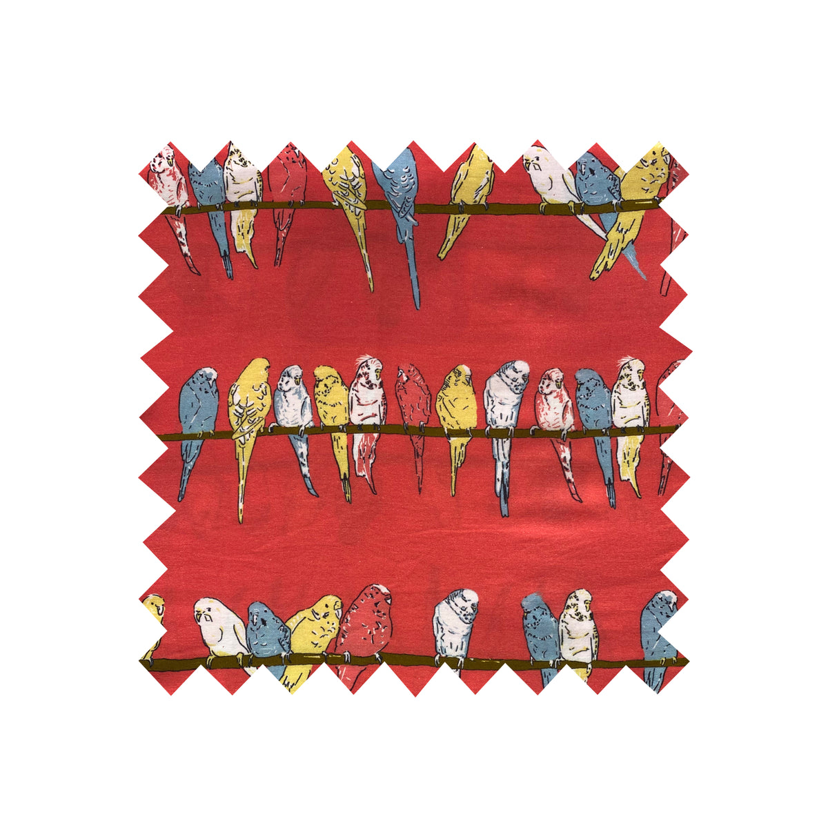 Remnant - 140cm x 150cm - Coral Budgies - Sateen