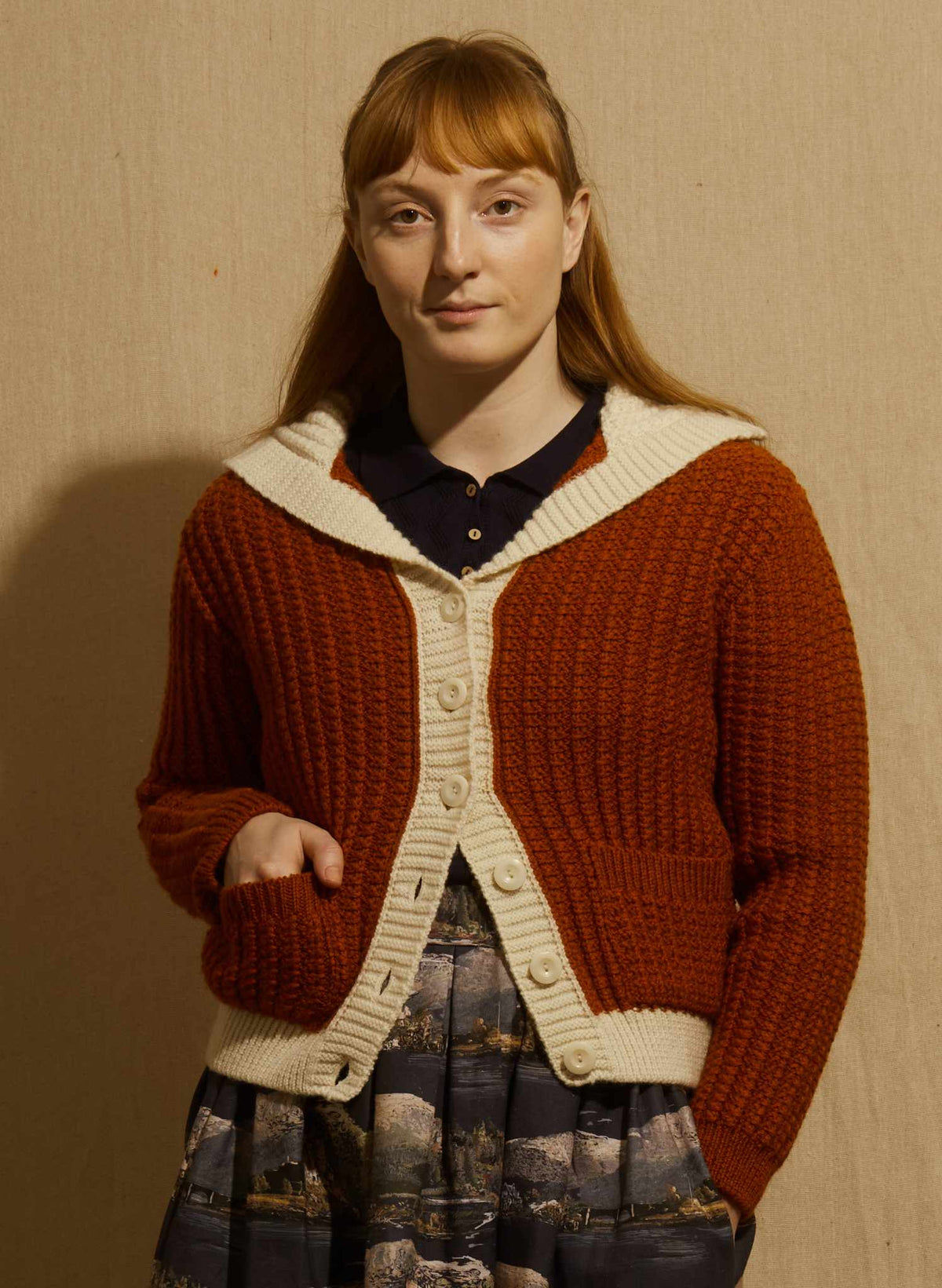 Heritage - 100% British Wool Cardigan - Corvette Rust