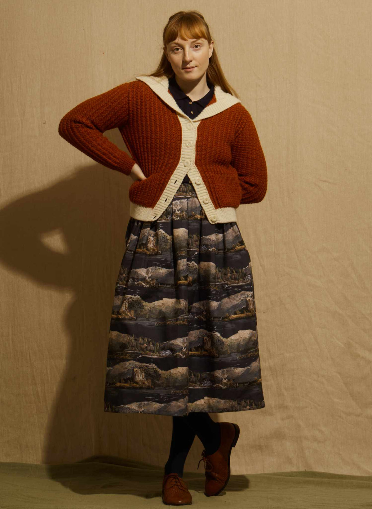 Heritage - 100% British Wool Cardigan - Corvette Rust