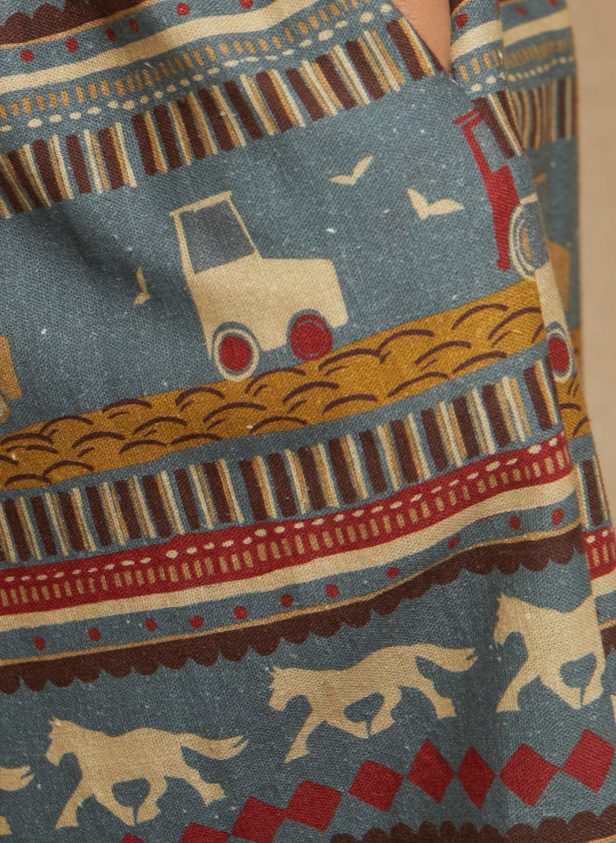 Cynthia - Teal Spinning Horses Dress