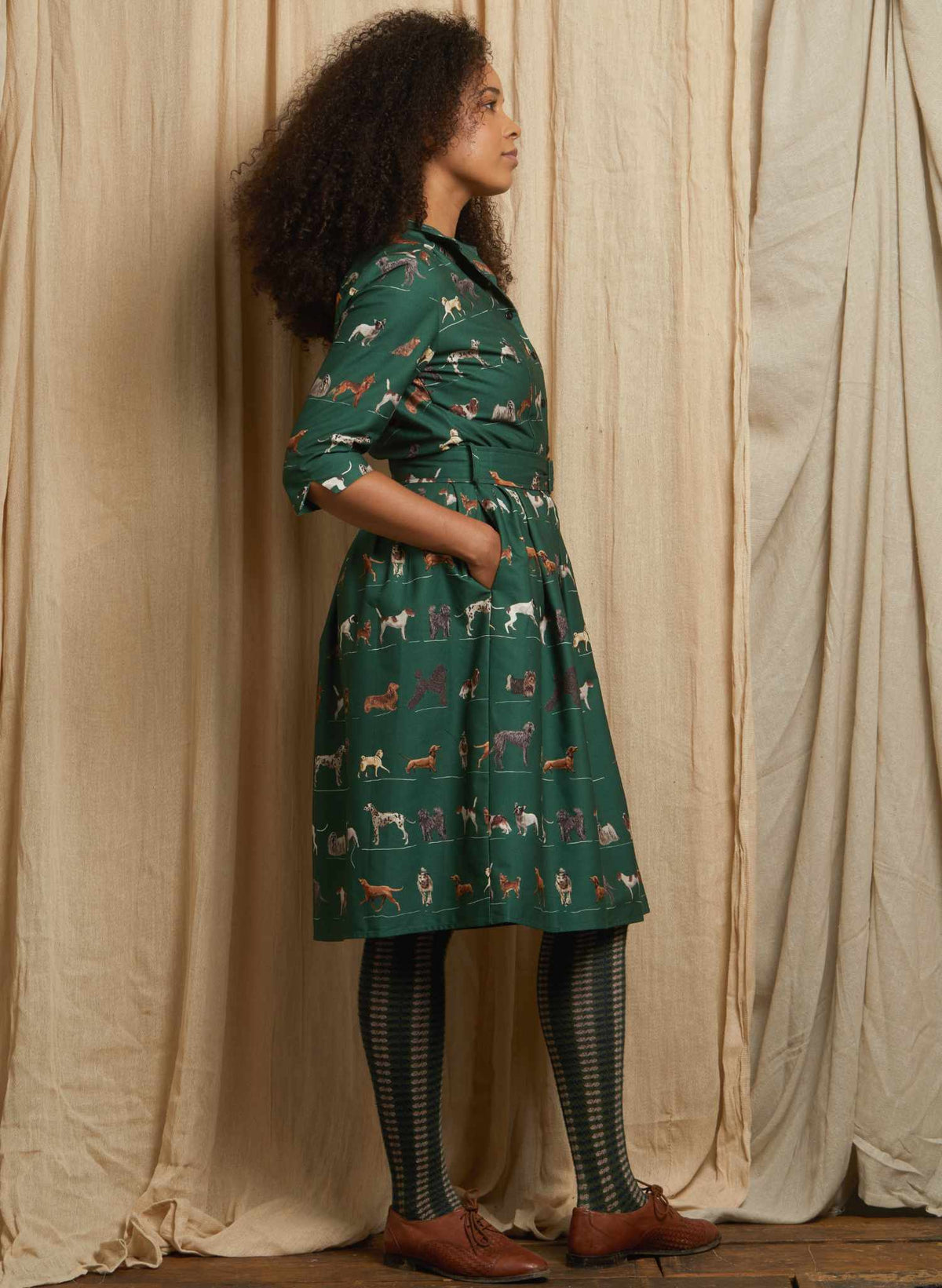 Cynthia Dress - Green Porcelain Dogs