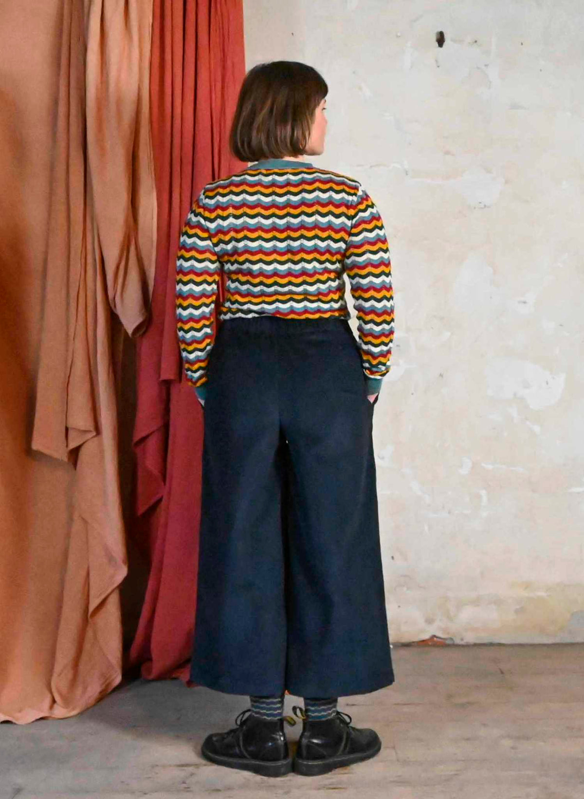 Edith - Petrol Needlecord Trousers