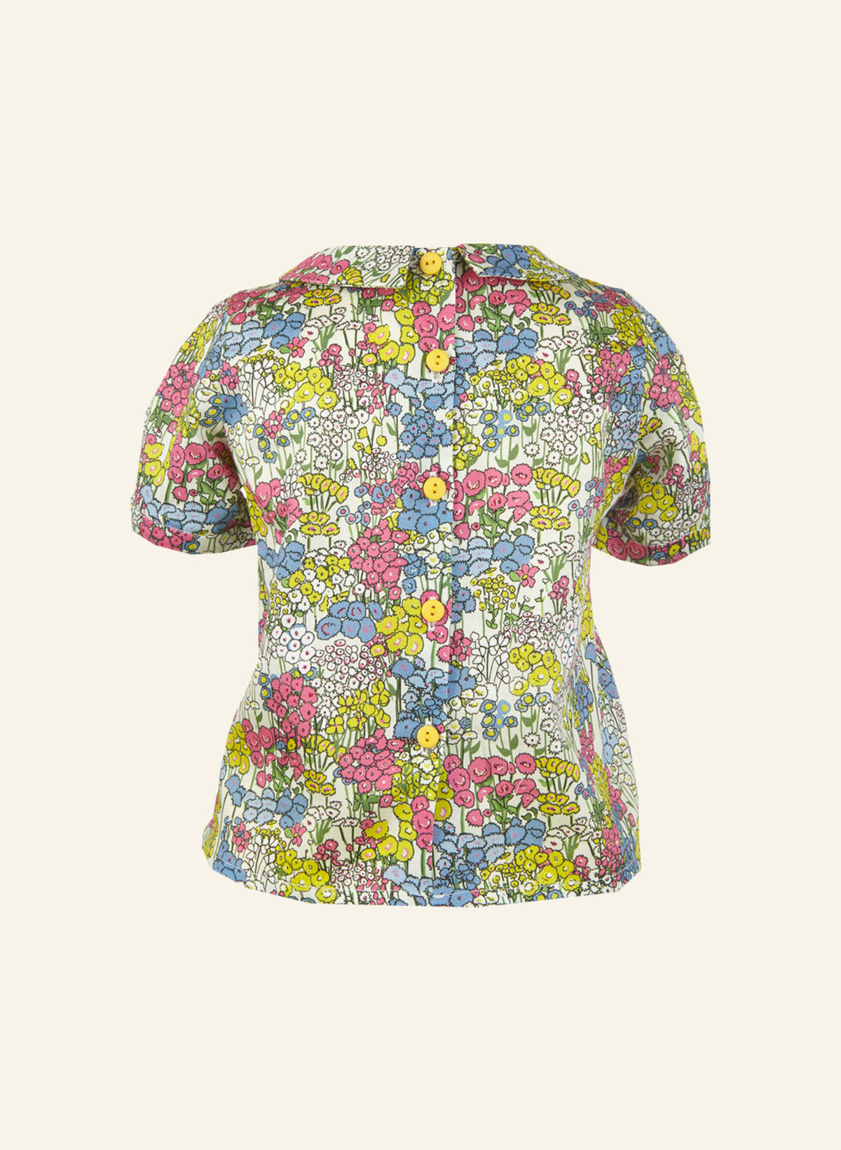 Edna Girl's Blouse - Cream Flower Garden