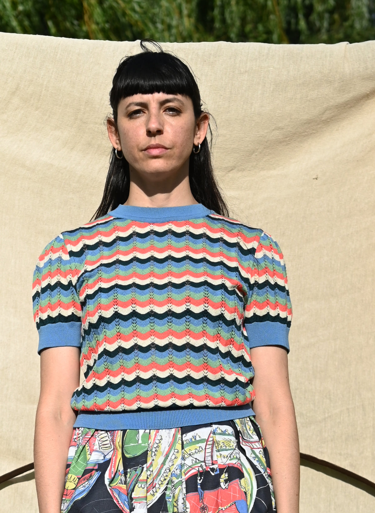Eve Knitted Top - Blue Shell Stripe