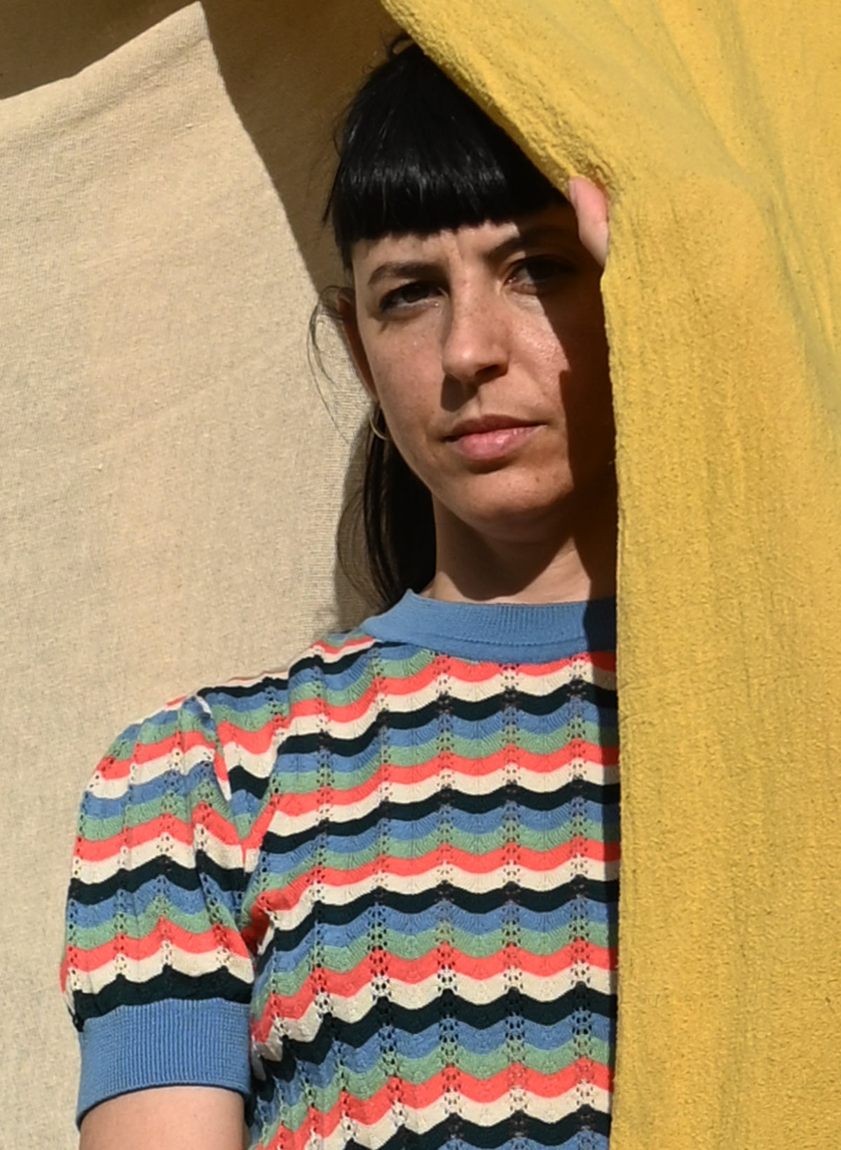 Eve Knitted Top - Blue Shell Stripe