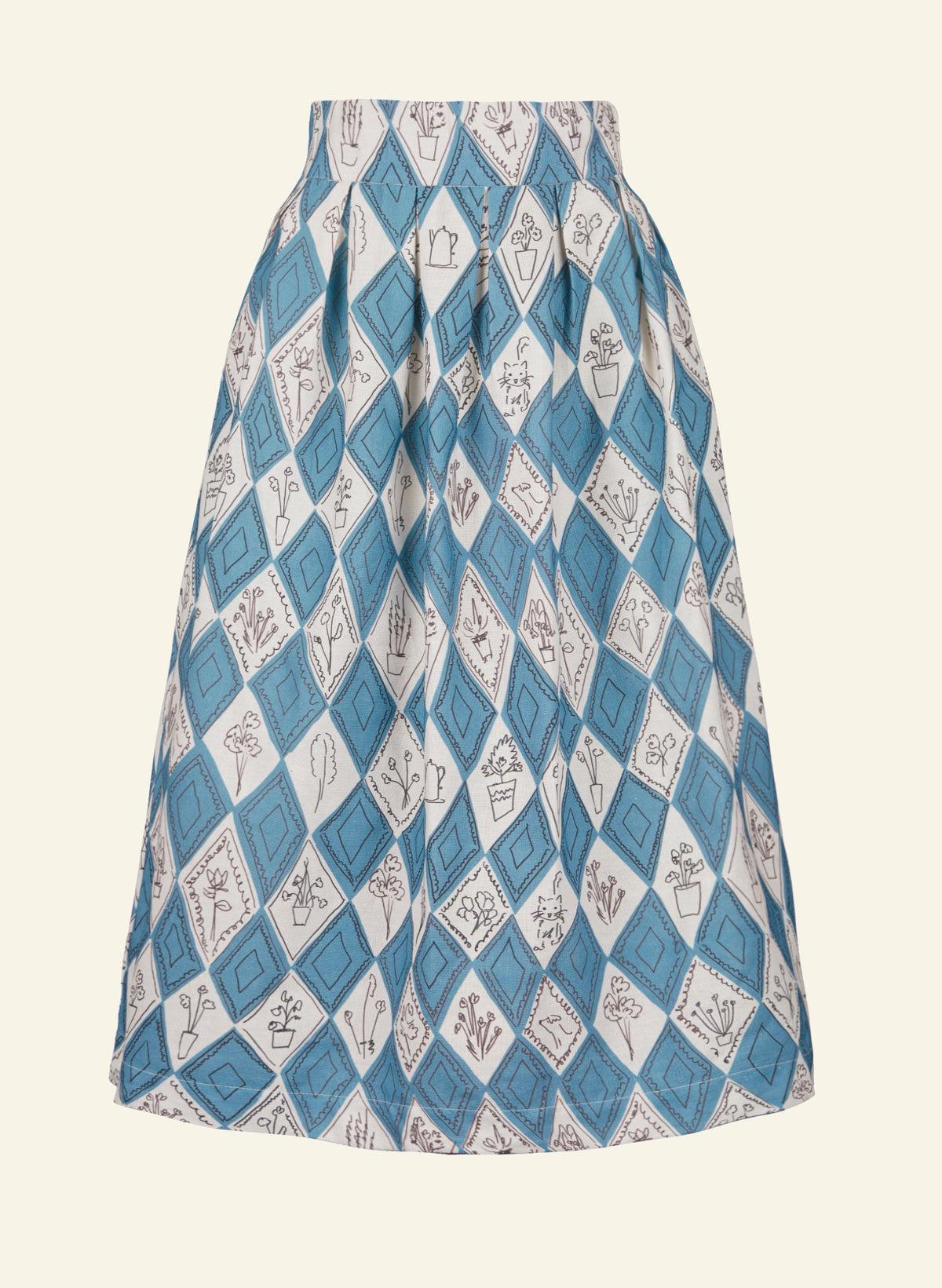 Florence Skirt - Teal Diamonds