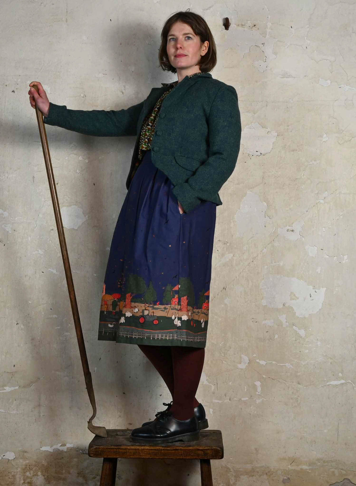 Florence - Indigo Farmyard Skirt