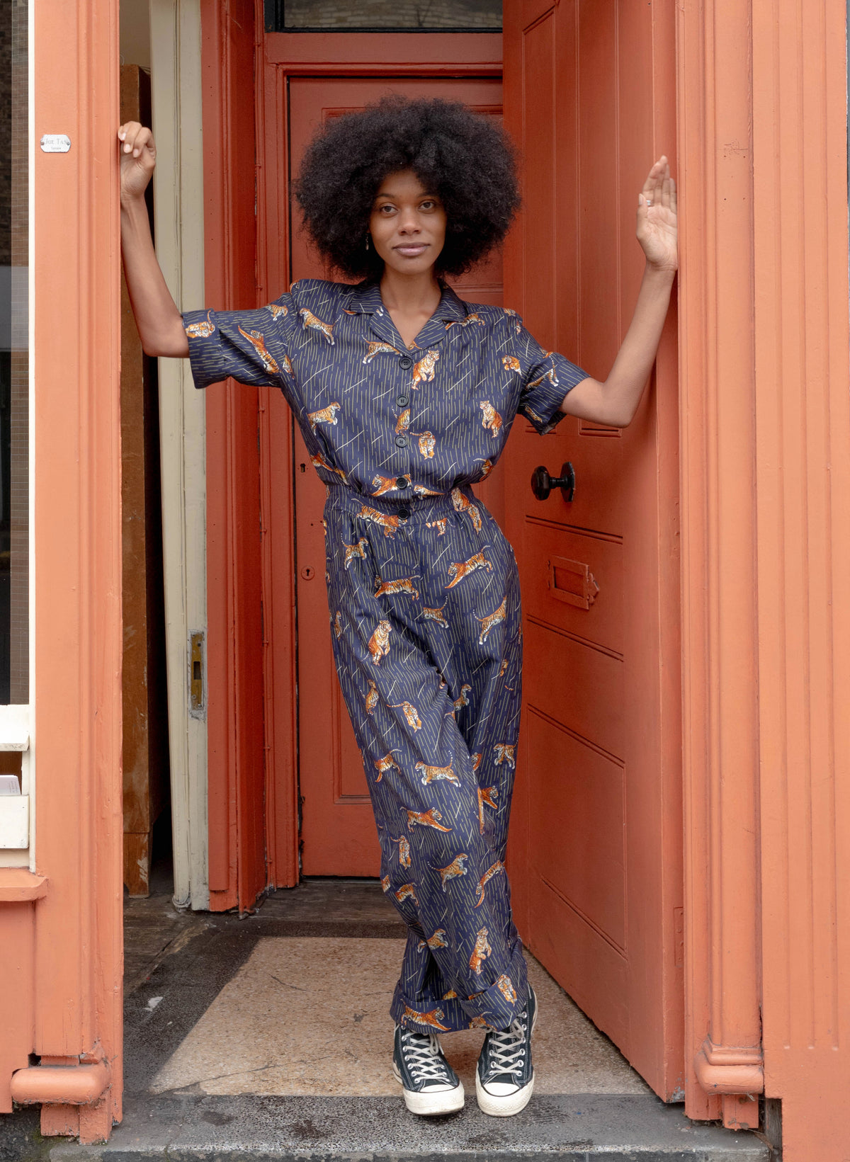 Francesca Long Jumpsuit - Navy Tigers