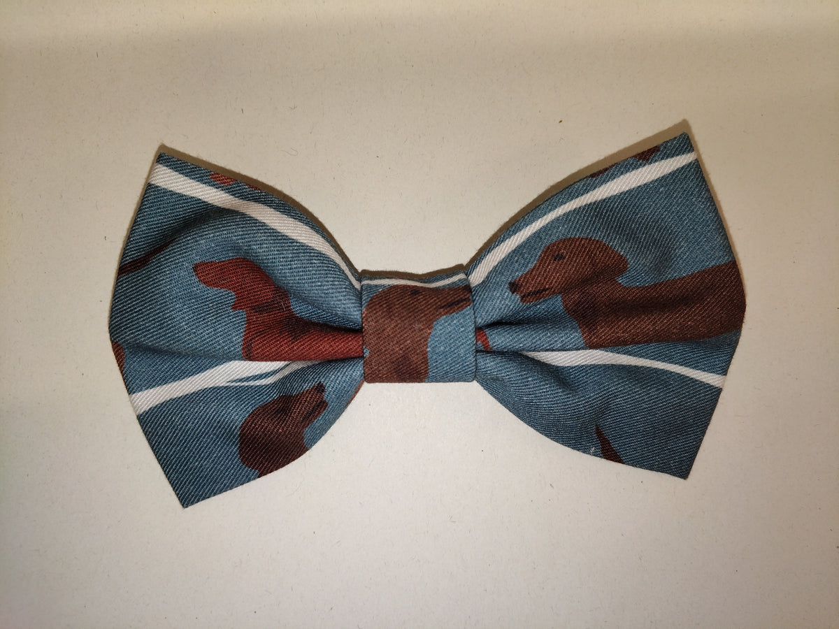 Dog Bow Tie - Steel Blue Sausage Dog