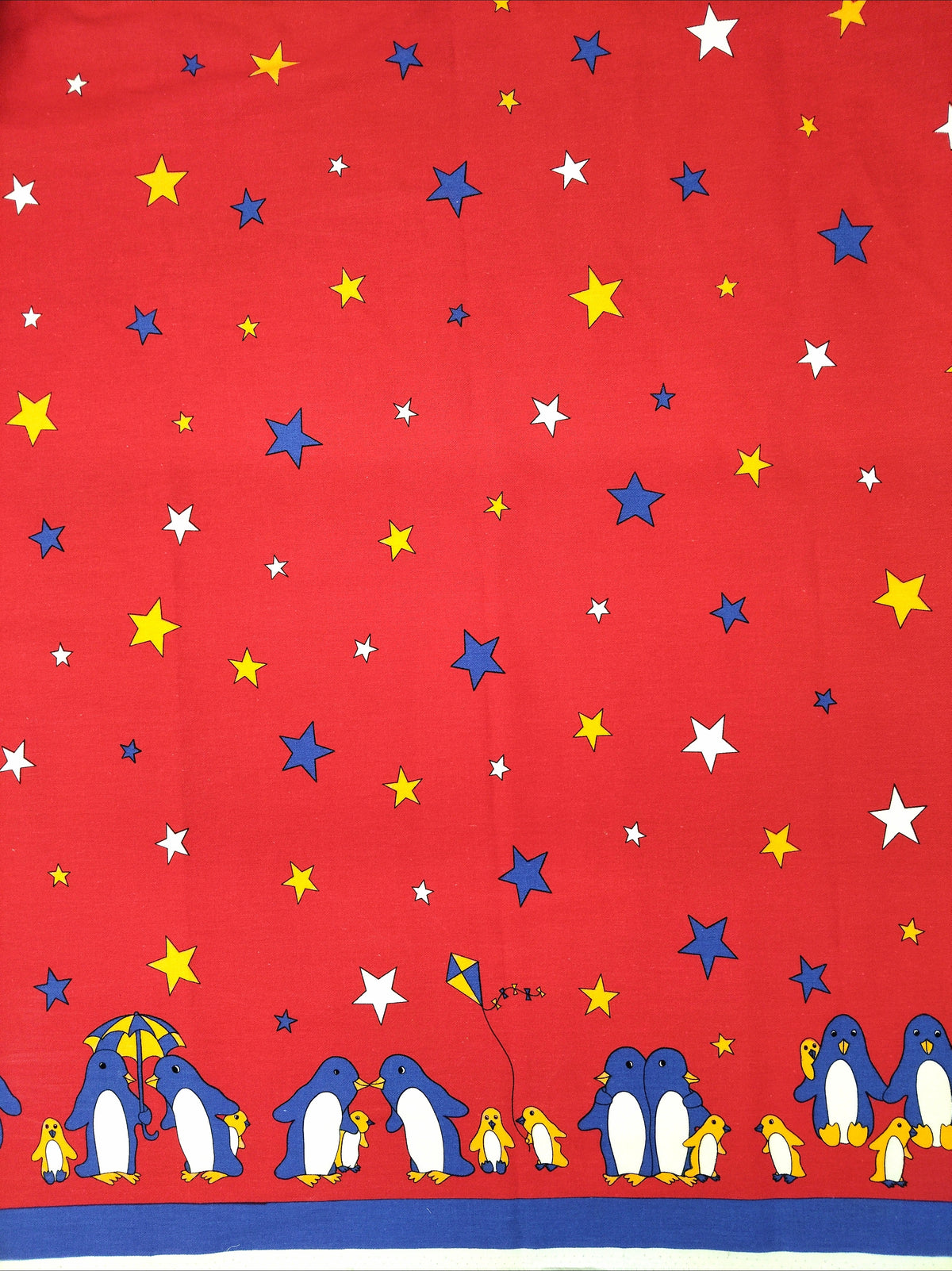 Remnant - 2.5m - Red Penguin Fabric - Cotton twill Fabric
