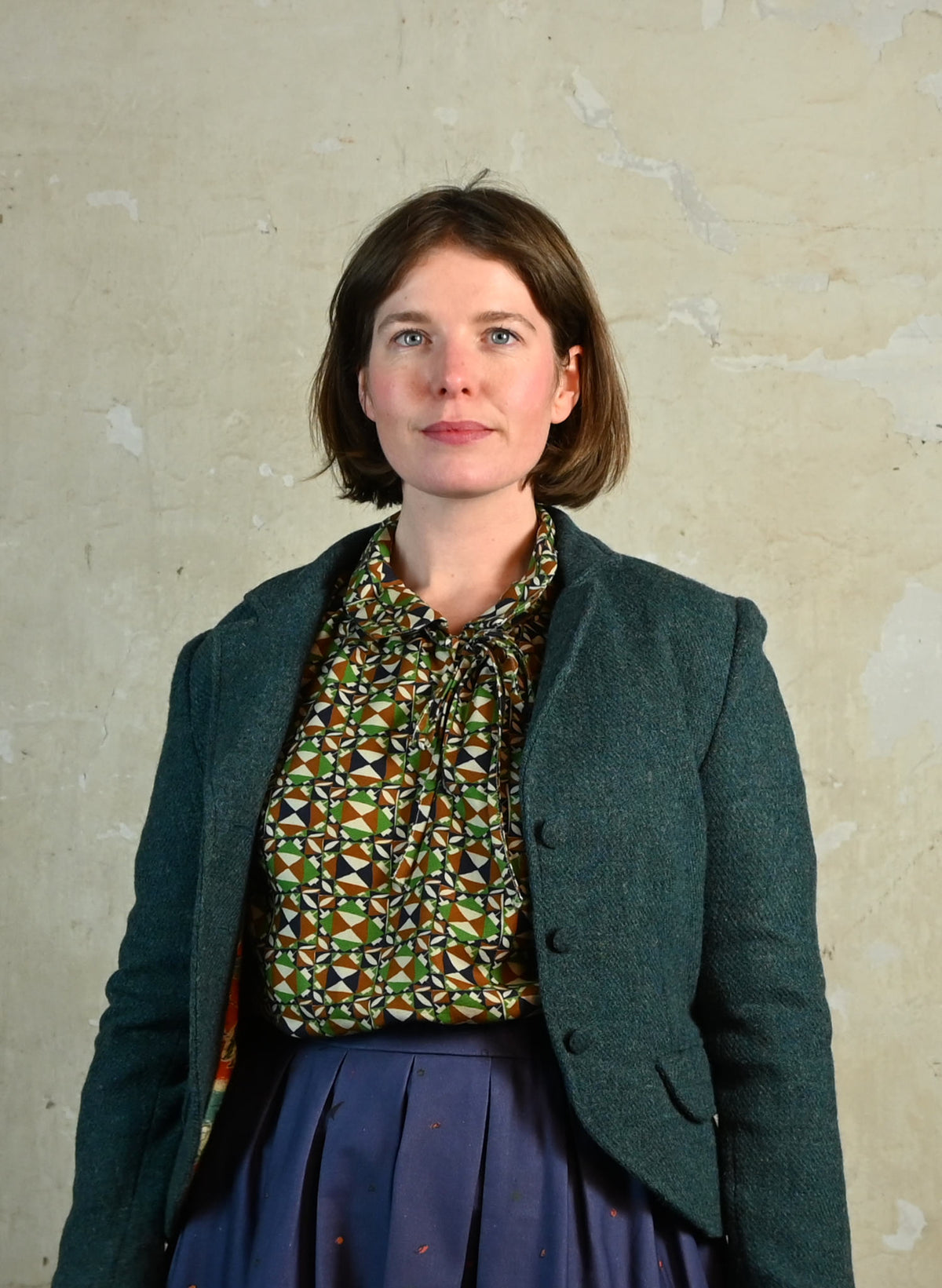 Joan - Green Chequer Blouse