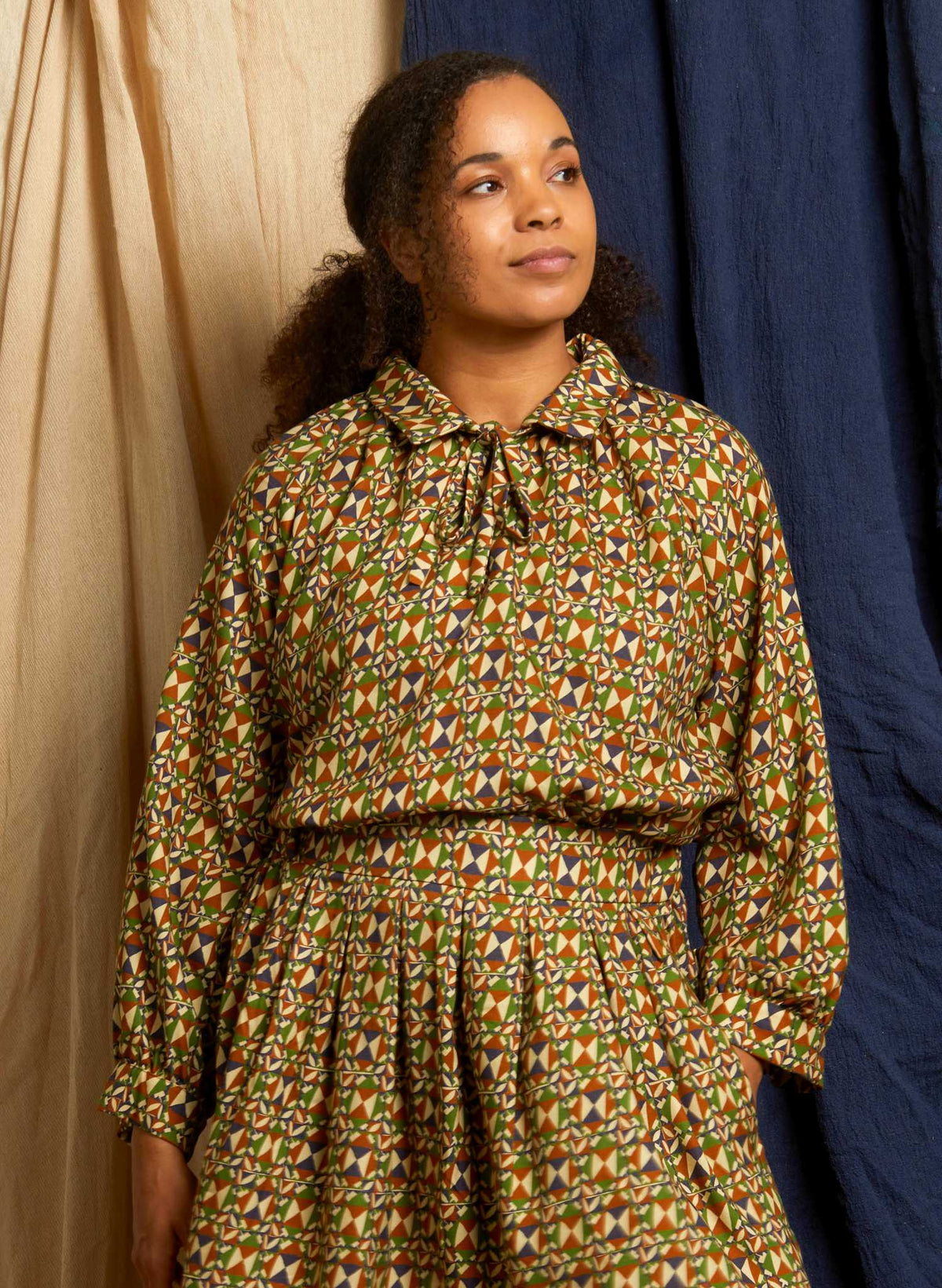 Joan - Green Chequer Blouse