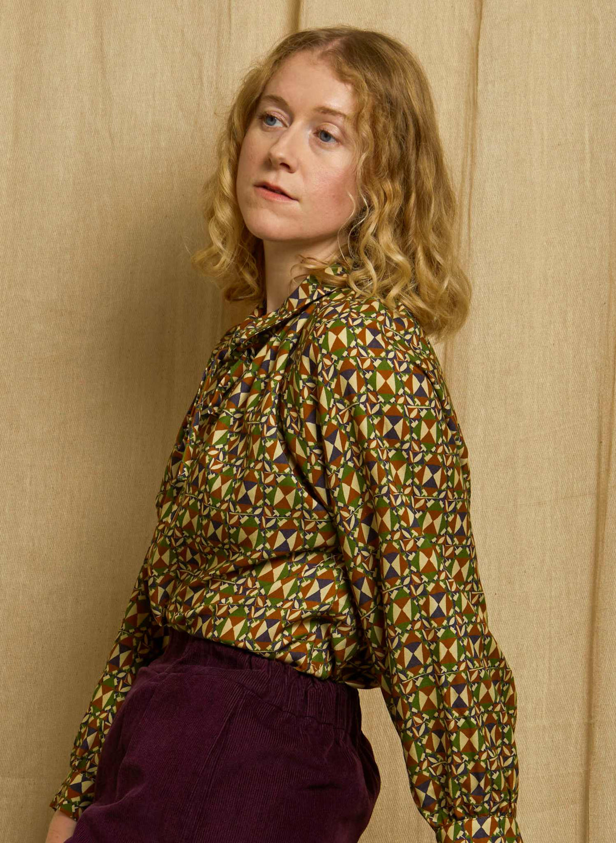 Joan - Green Chequer Blouse