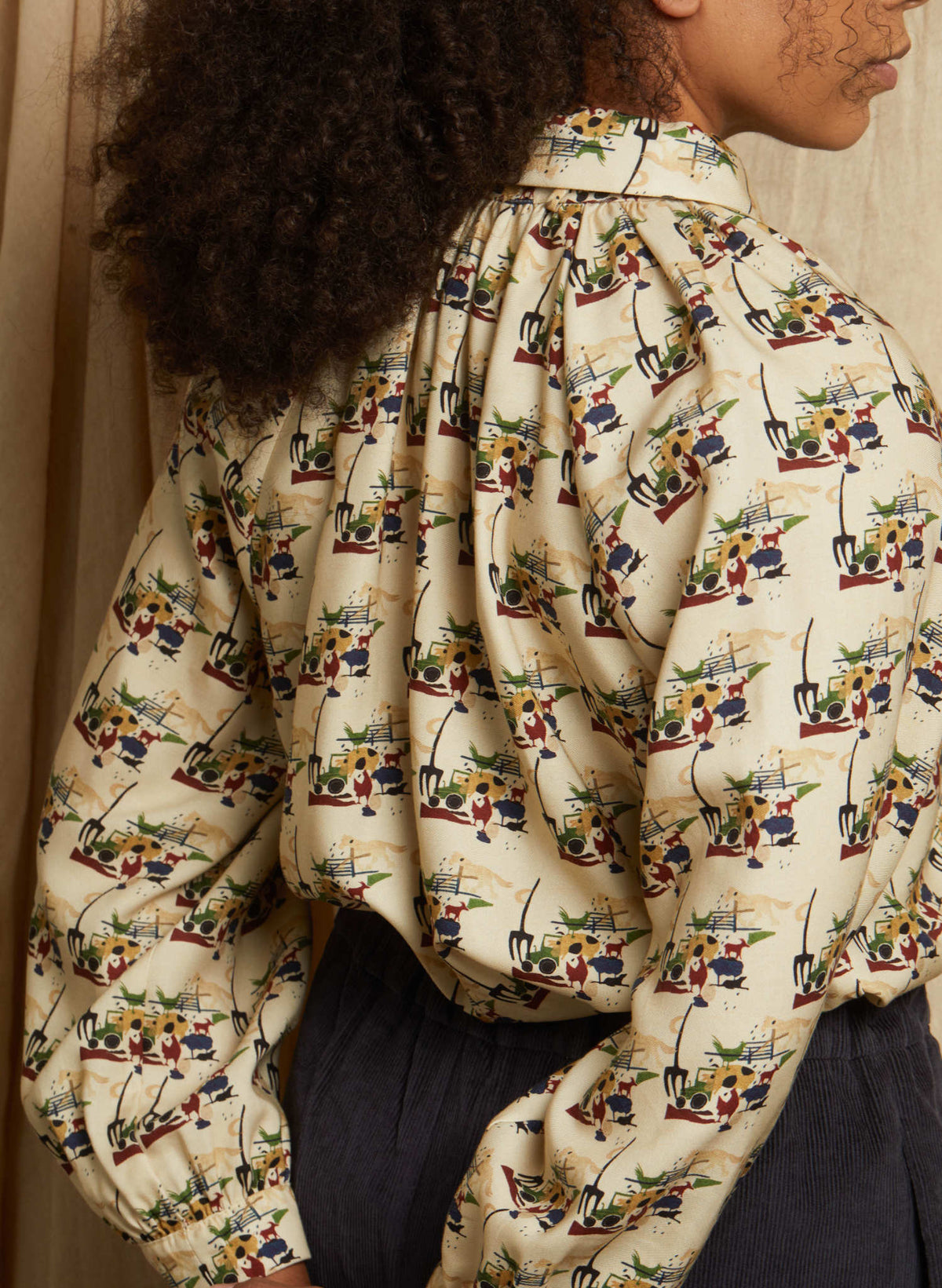 Joan - Ivory Farmyard Animals Blouse