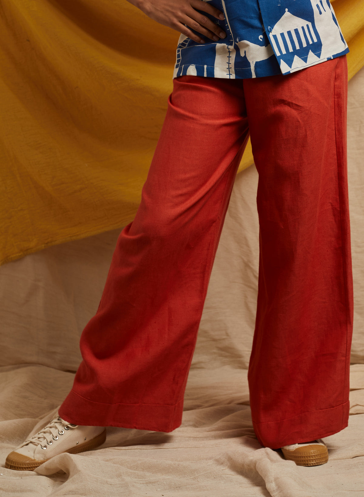 Josephine Trousers - Coral Linen