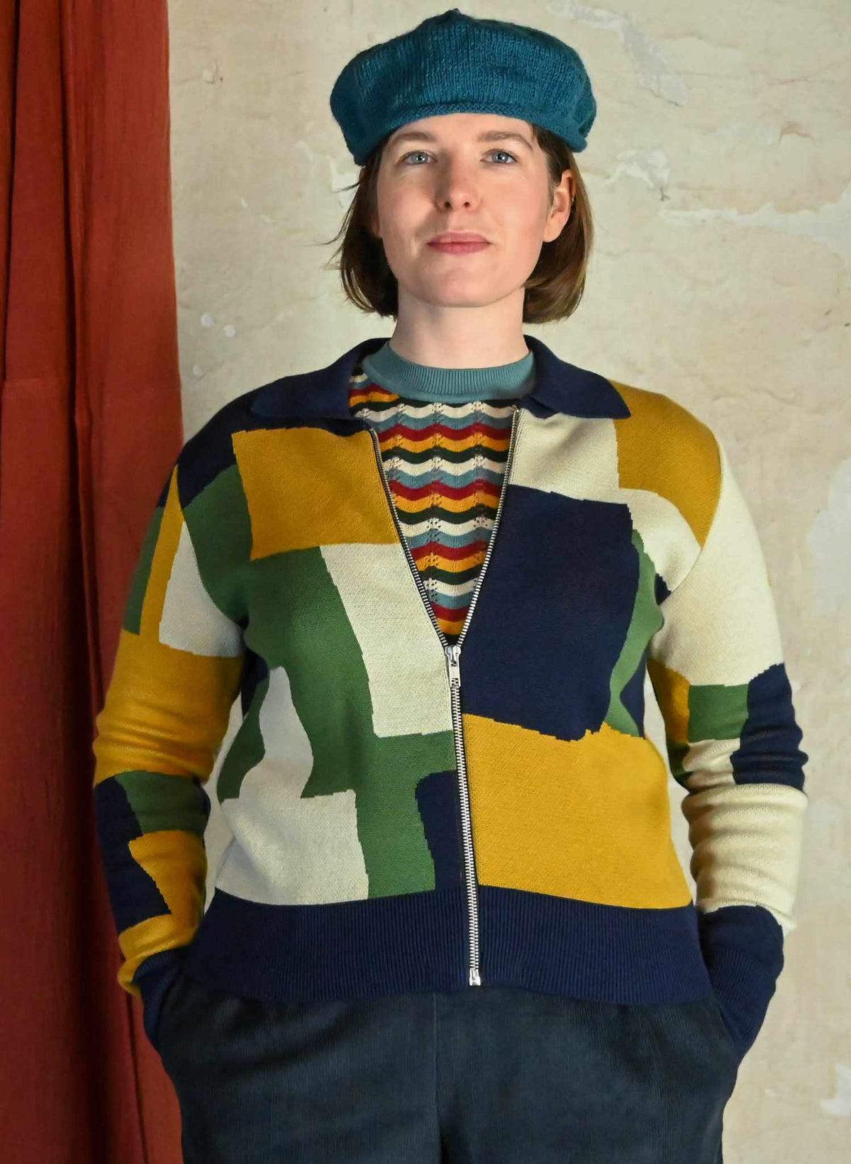 Kate - Mustard Boxes Zip-up