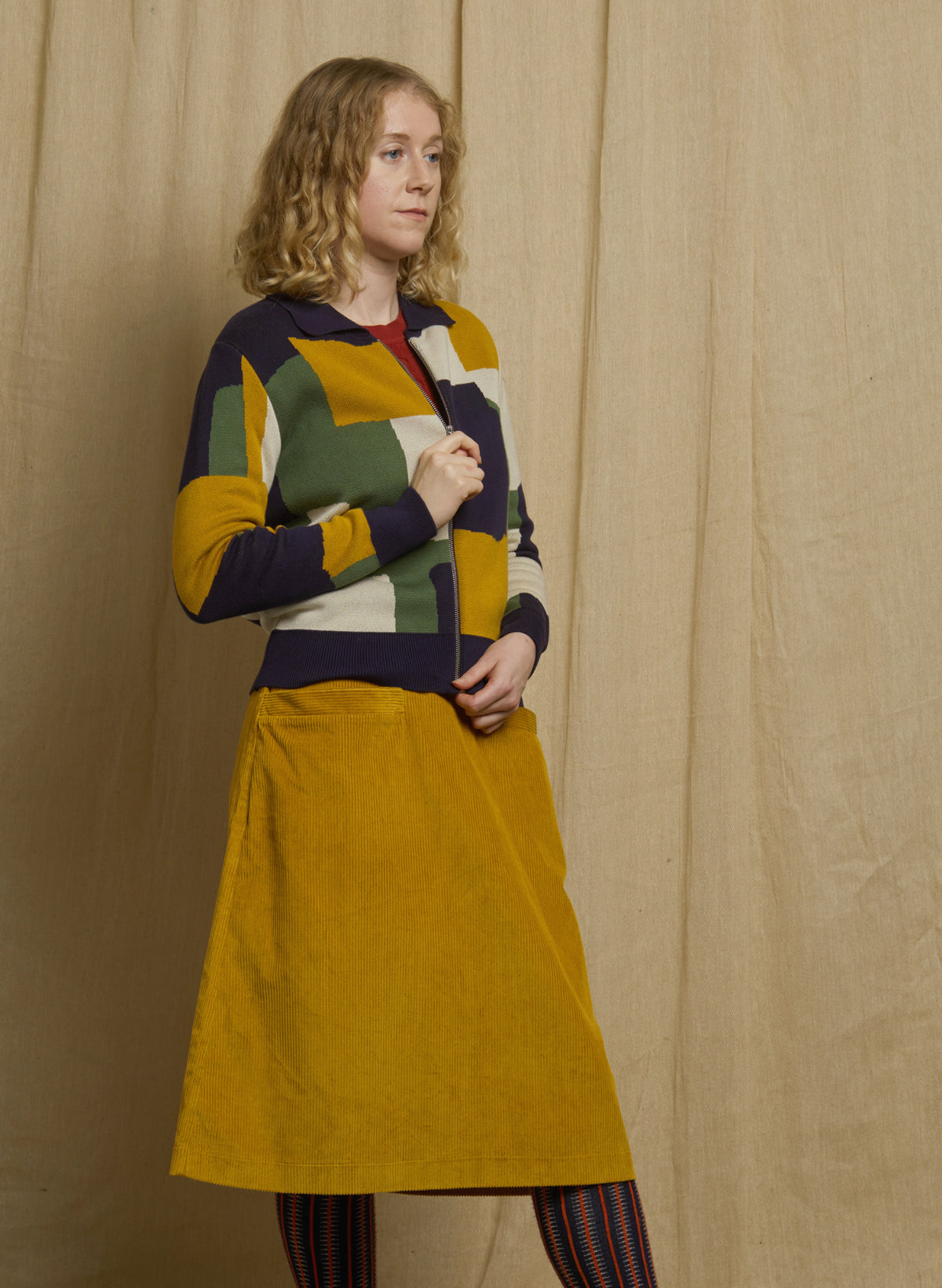 Kate - Mustard Boxes Zip-up