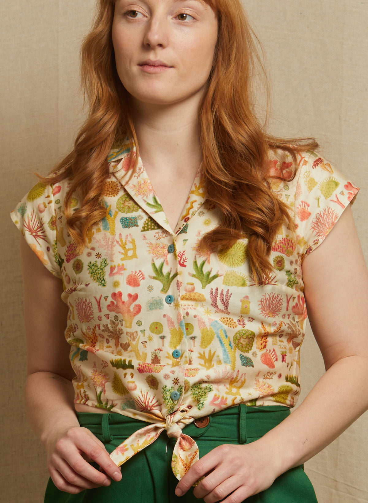 Peggy Top - Cream Coral Reef