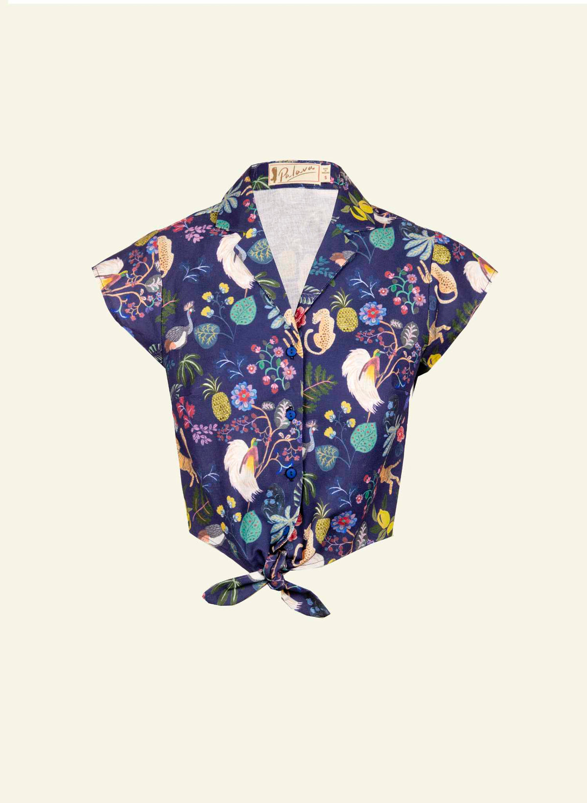 Peggy Top - Navy Paradise Garden