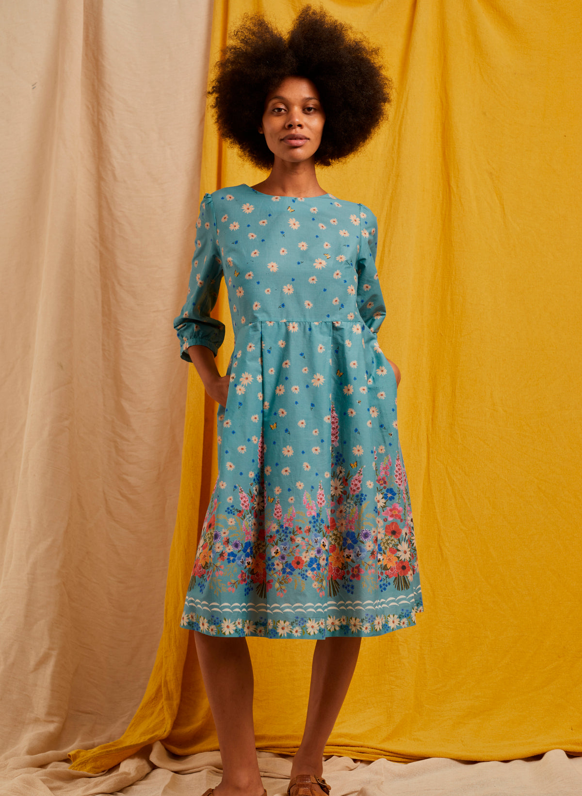 Philippa Dress - Teal Foxgloves