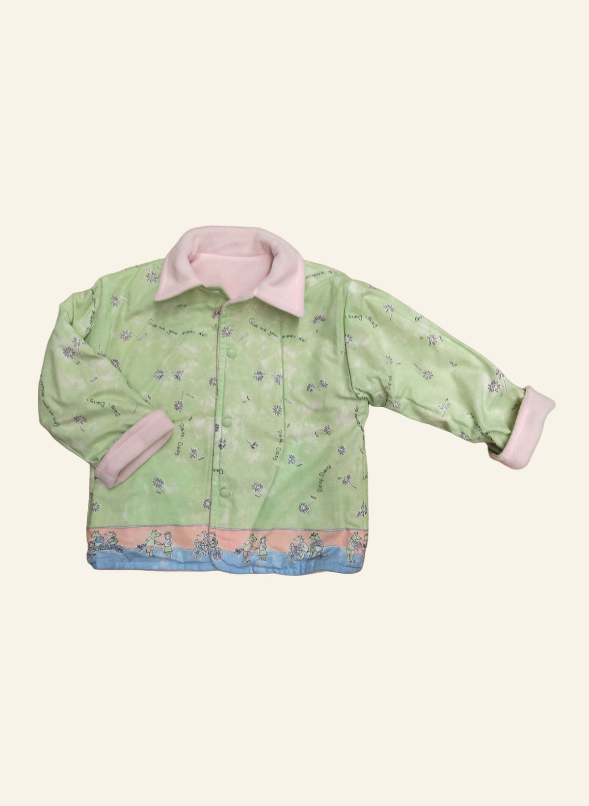 Children's Reversible Jacket - Baby Pink Fleece/Daisy Chain