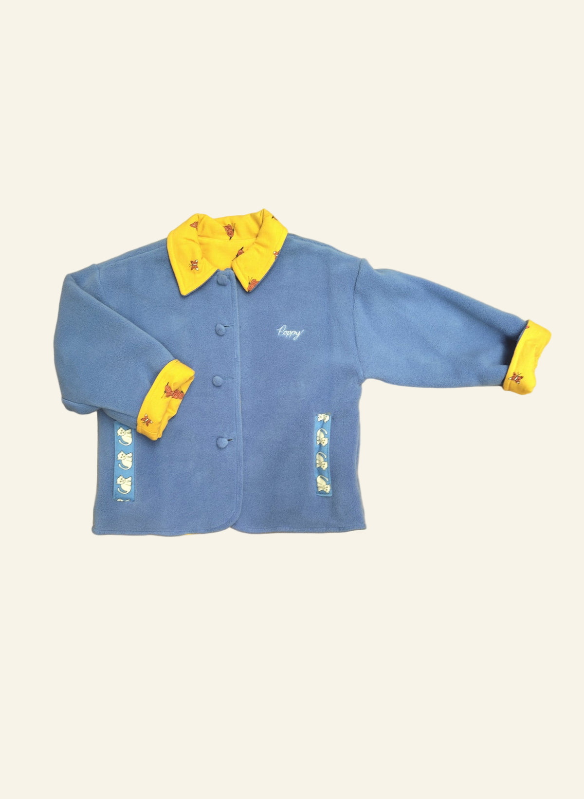 Children's Reversible Jacket - French Blue/Yellow Leopard
