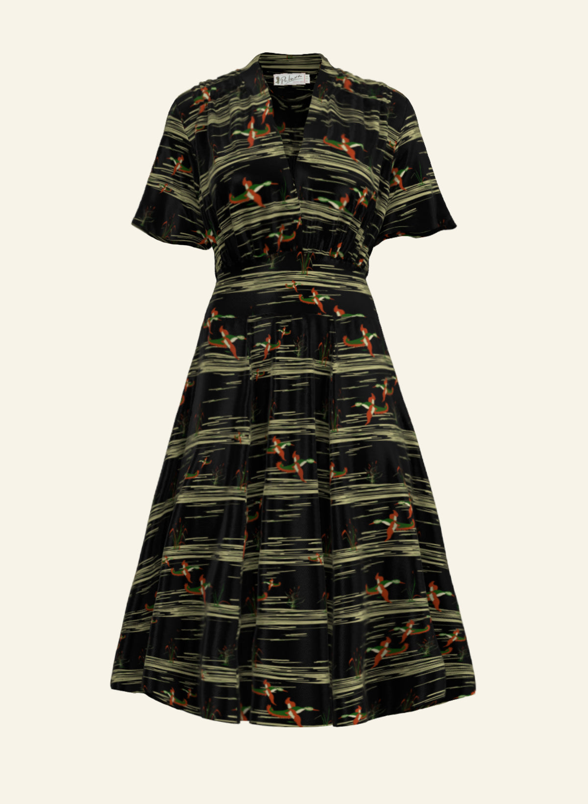 Rita Long-sleeve - Black Flying Ducks Dress