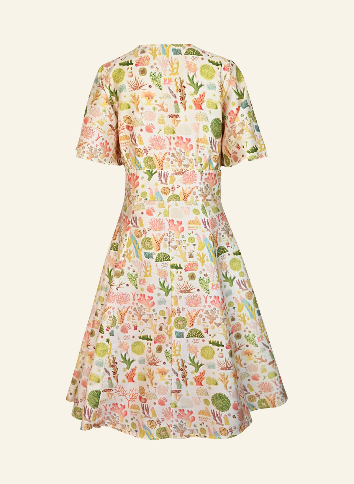 Rita Long-sleeve Dress - Cream Coral Reef