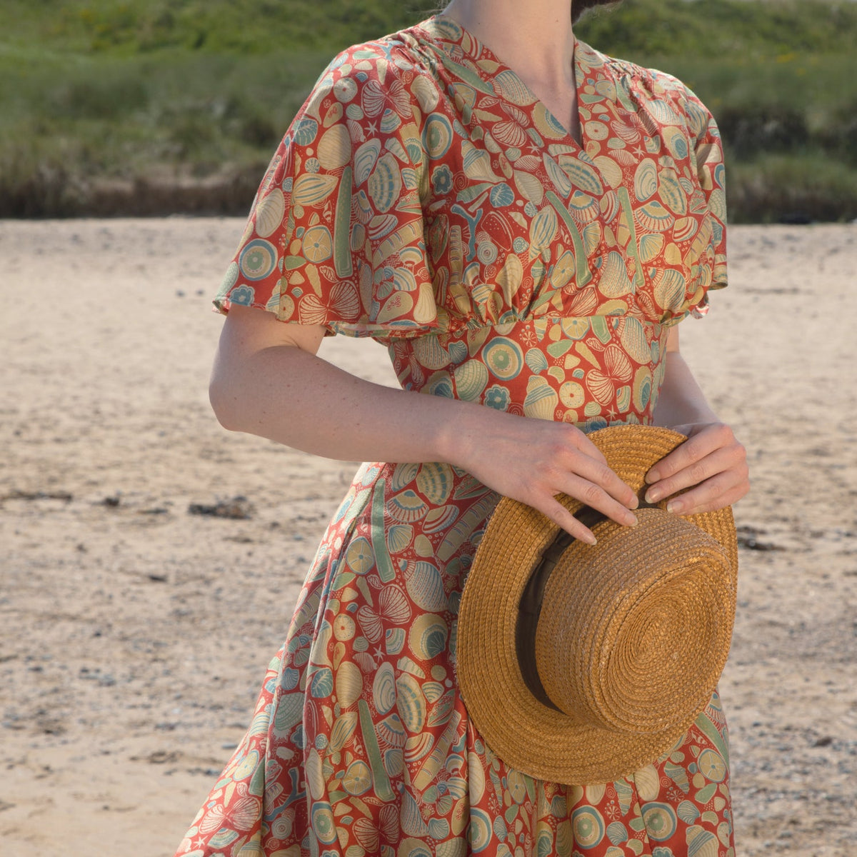 Rita Long-sleeve Dress - Dark Coral Shells