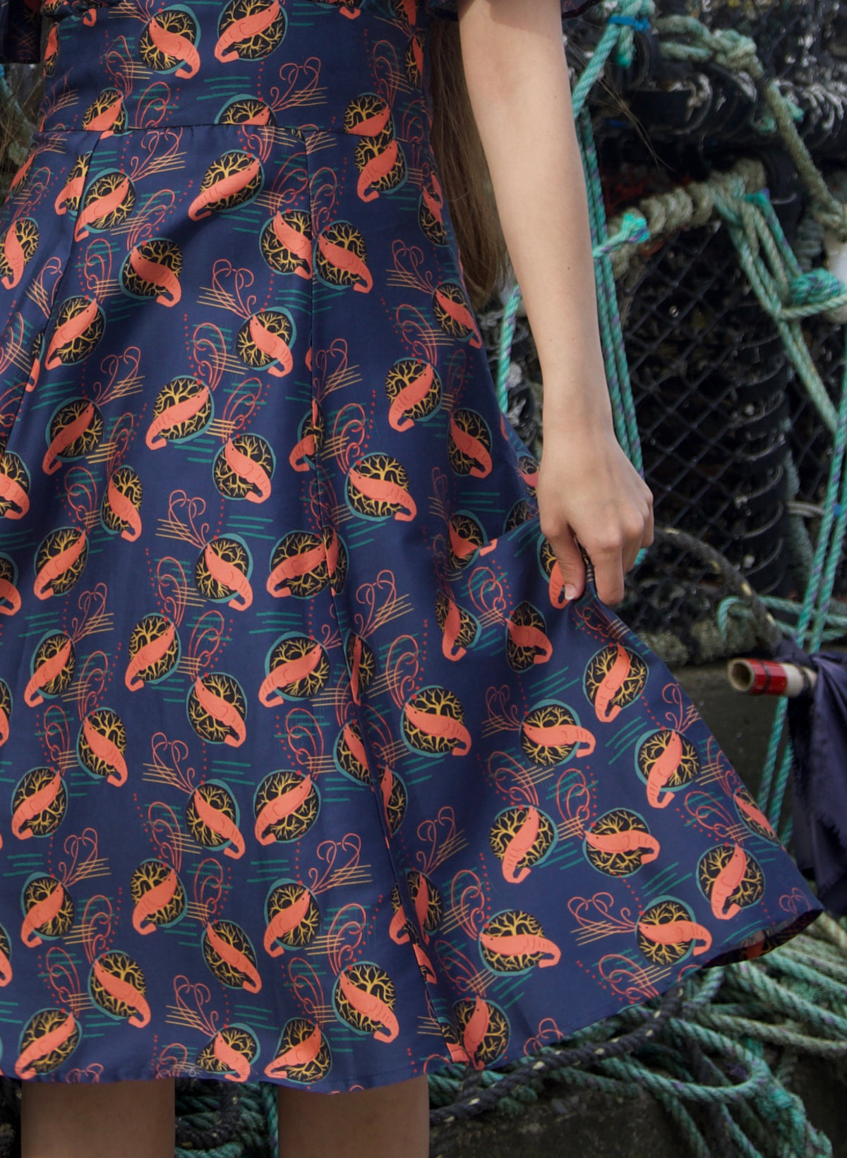 Rita Long-sleeve Dress - Navy Prawn Cocktail
