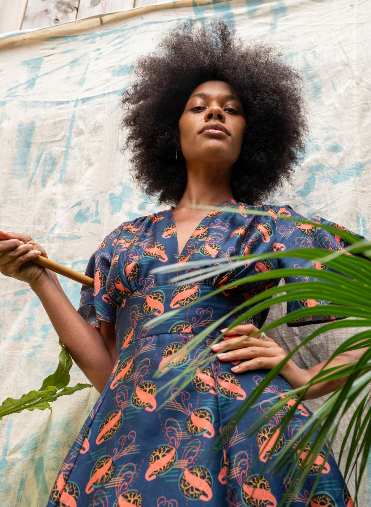Rita Long-sleeve Dress - Navy Prawn Cocktail