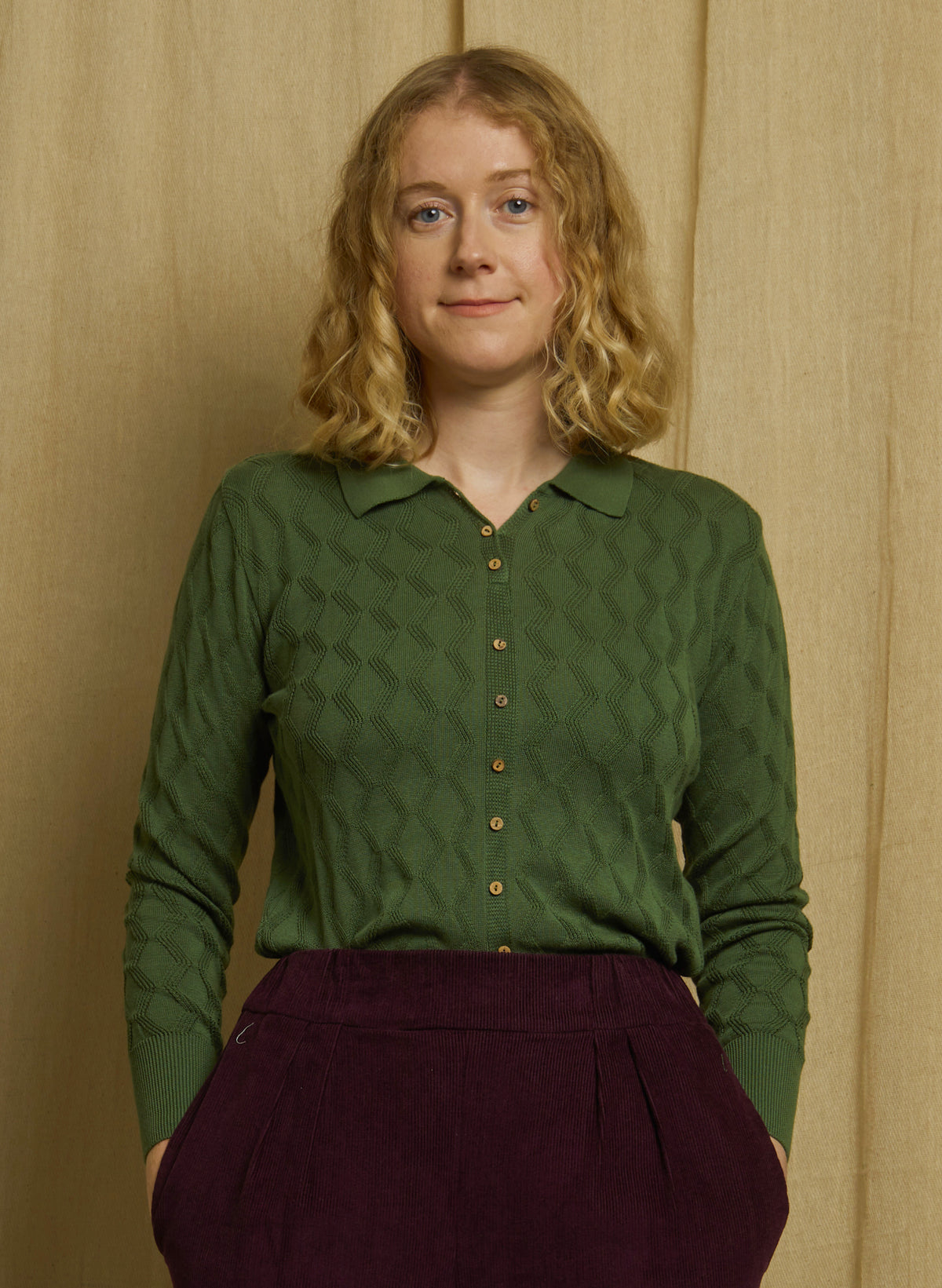 Rosie - Green Pointelle Top