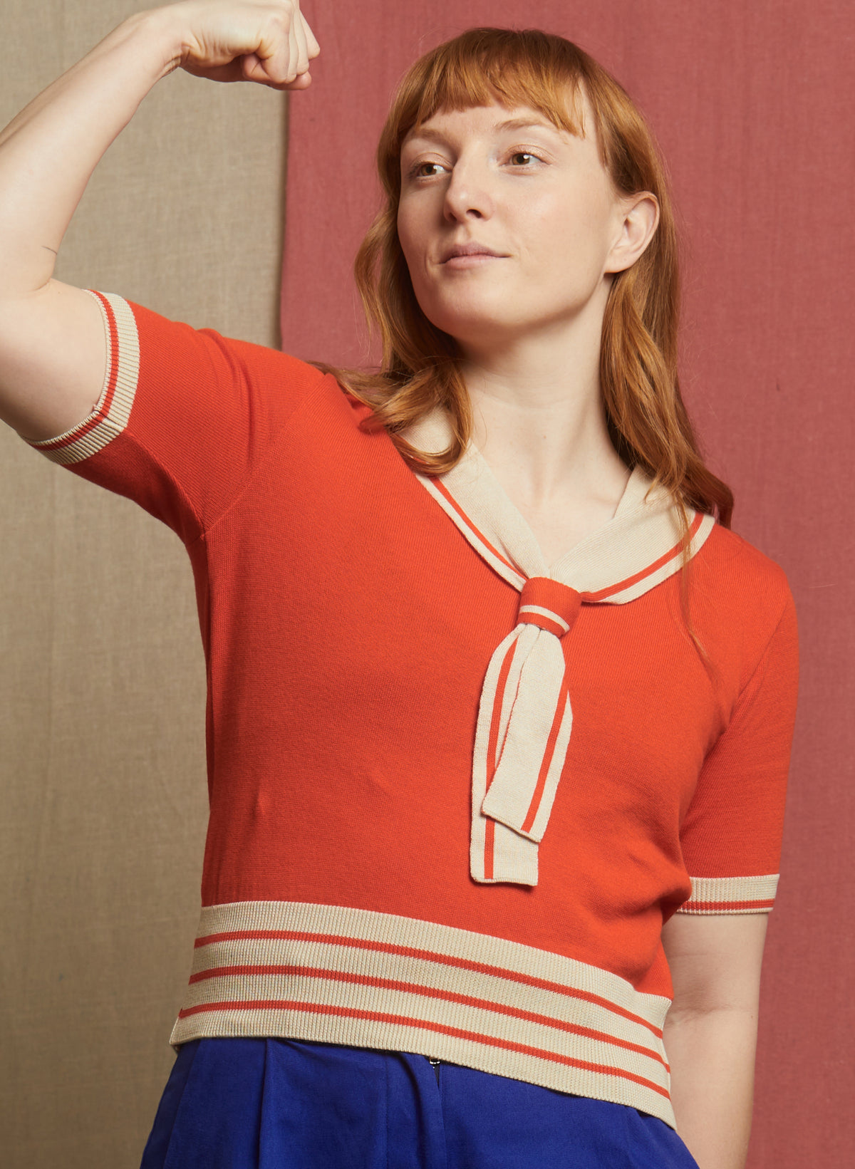 Sailor Knitted Top - Coral
