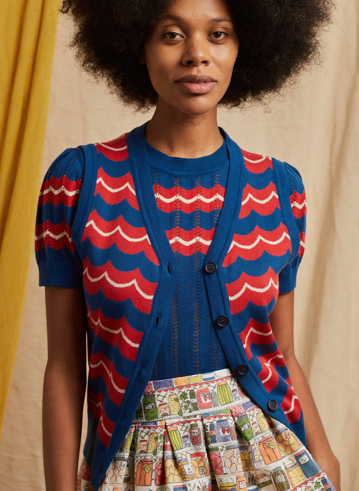 Shirley - Blue Marbled Waistcoat
