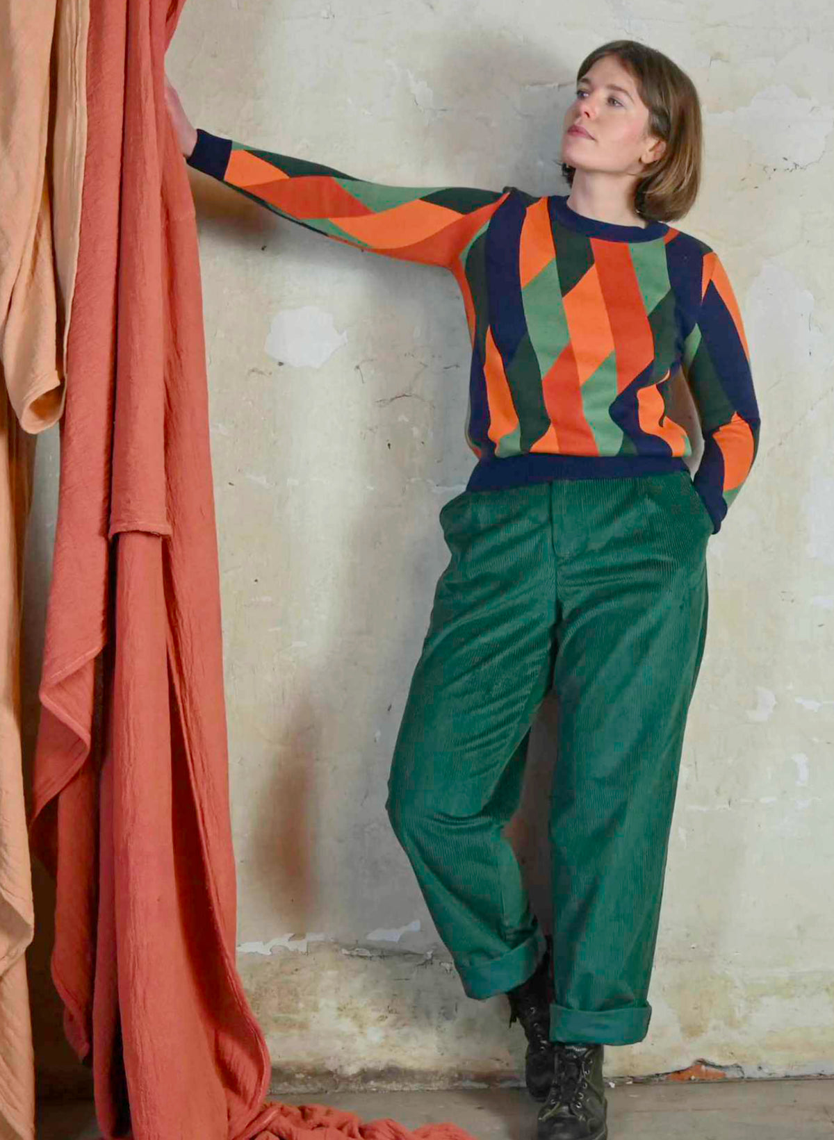 Thelma - Bottle Green Corduroy Trousers