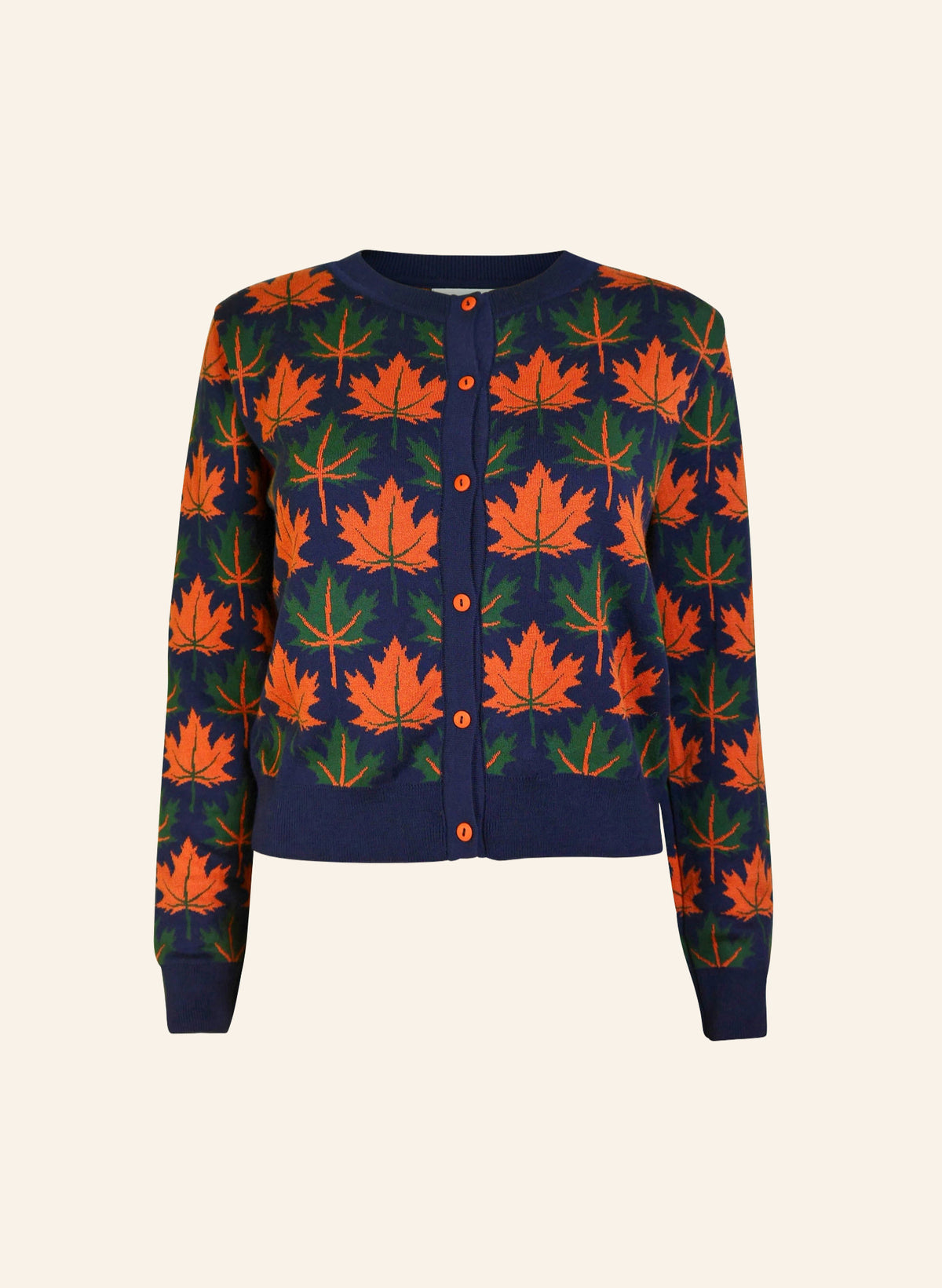 Vera - Navy Autumn Leaves Cardigan