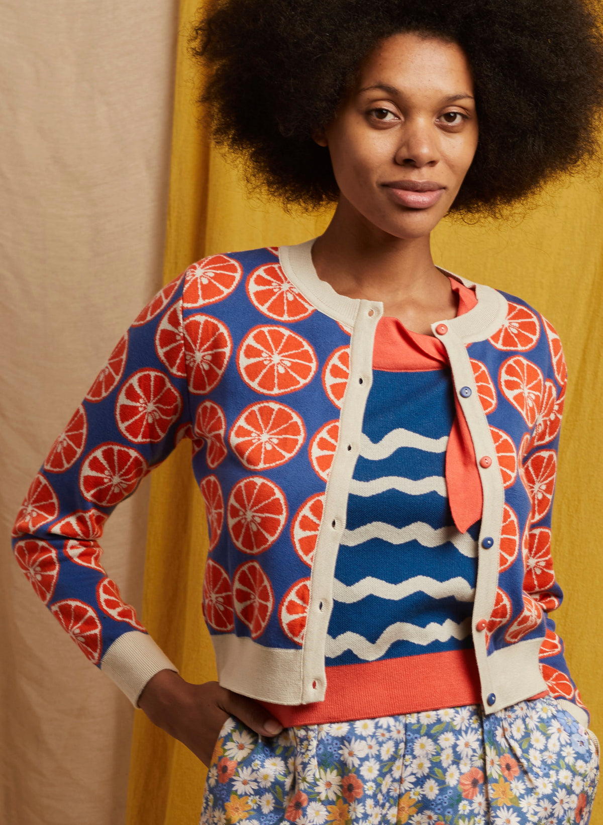Vera - Blue Grapefruit Cardigan